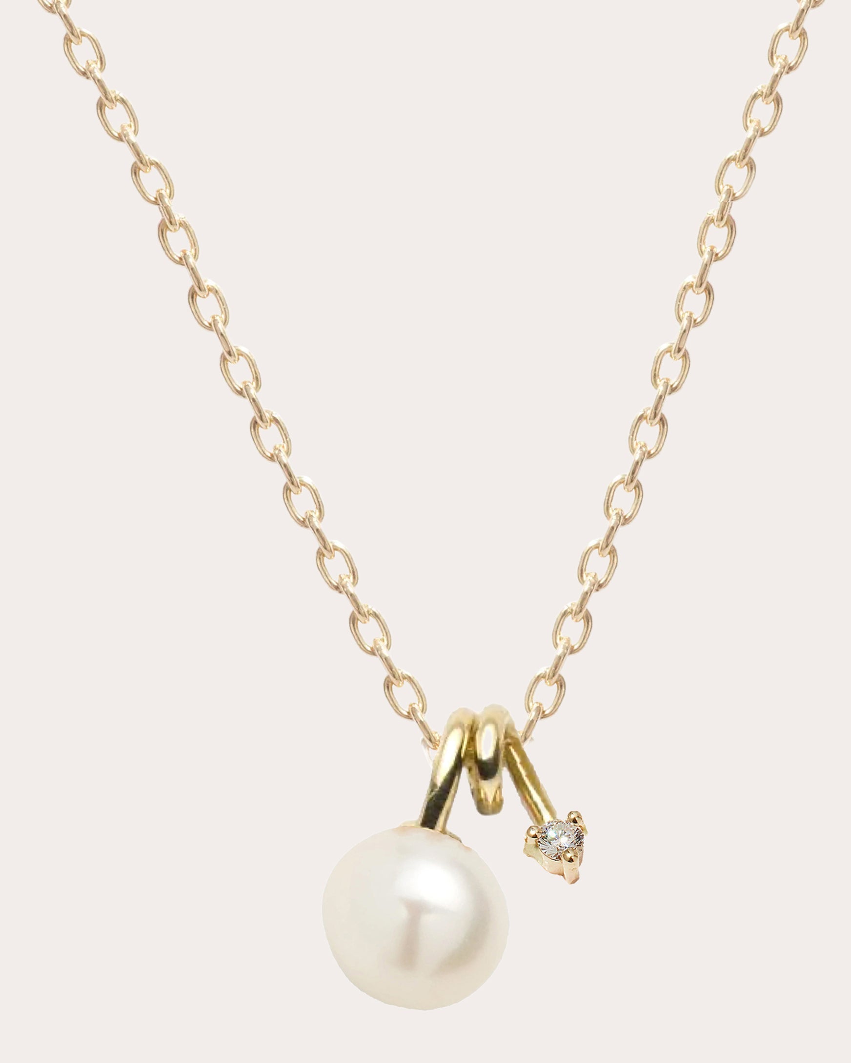 Swirl 14K Gold Pearl and Diamond Pendant Necklace