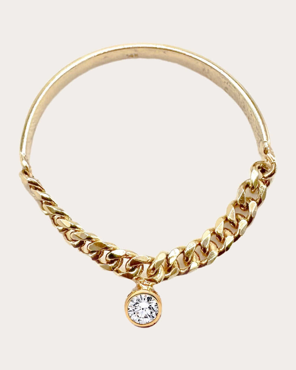 14K Gold Diamond Gourmet Chain Ring