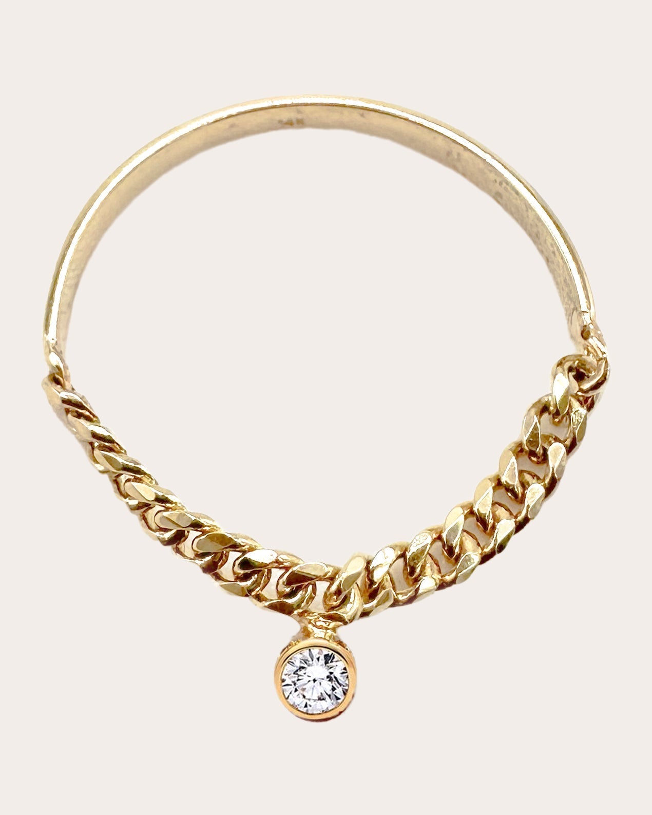 14K Gold Diamond Gourmet Chain Ring