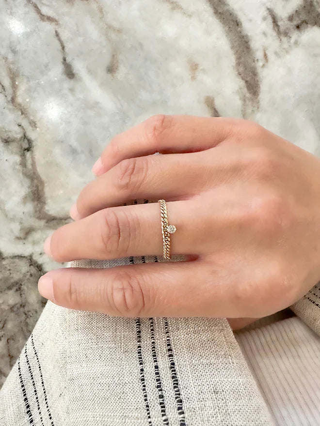 14K Gold Diamond Gourmet Chain Ring