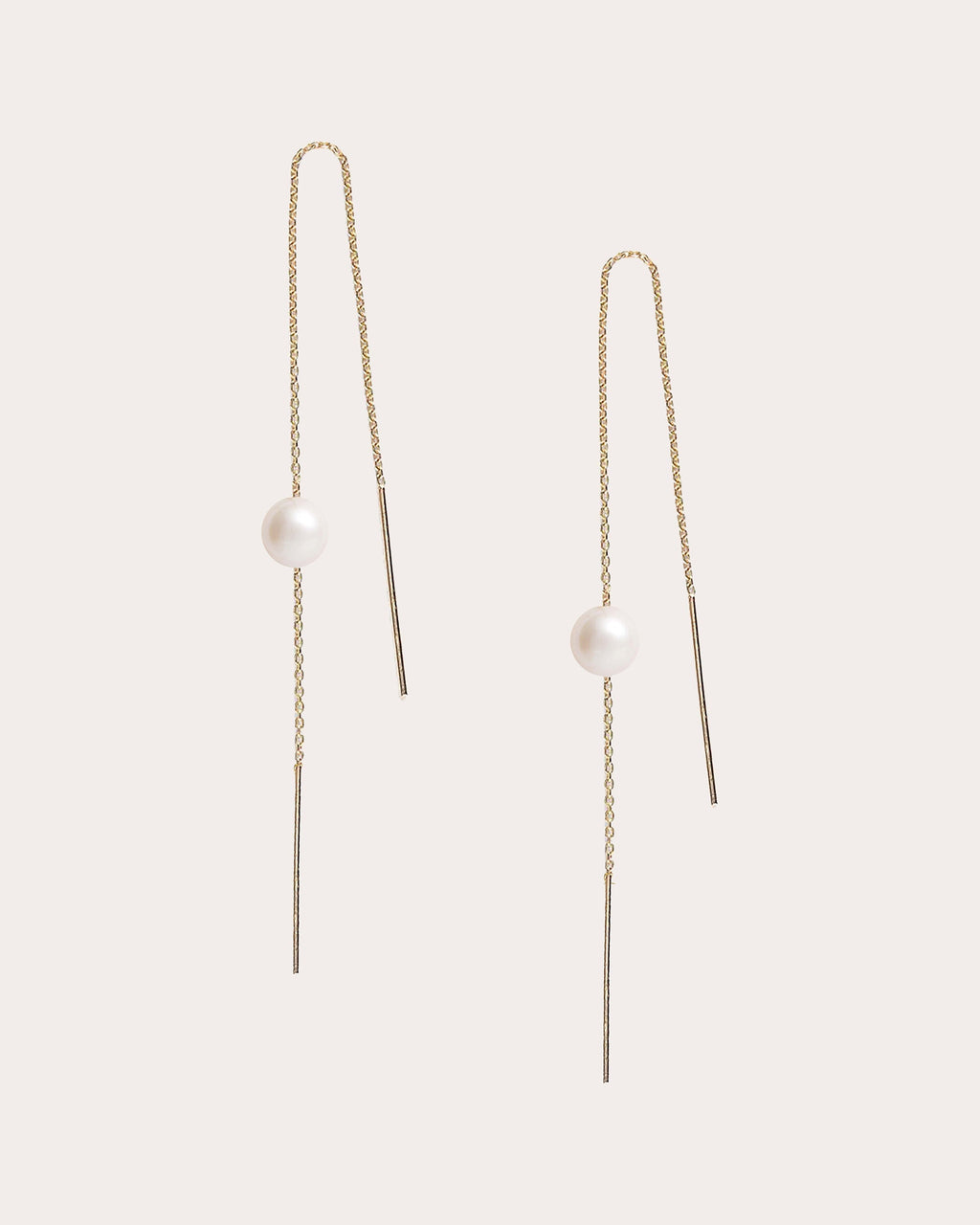 14K Gold Pearl Threader Earrings