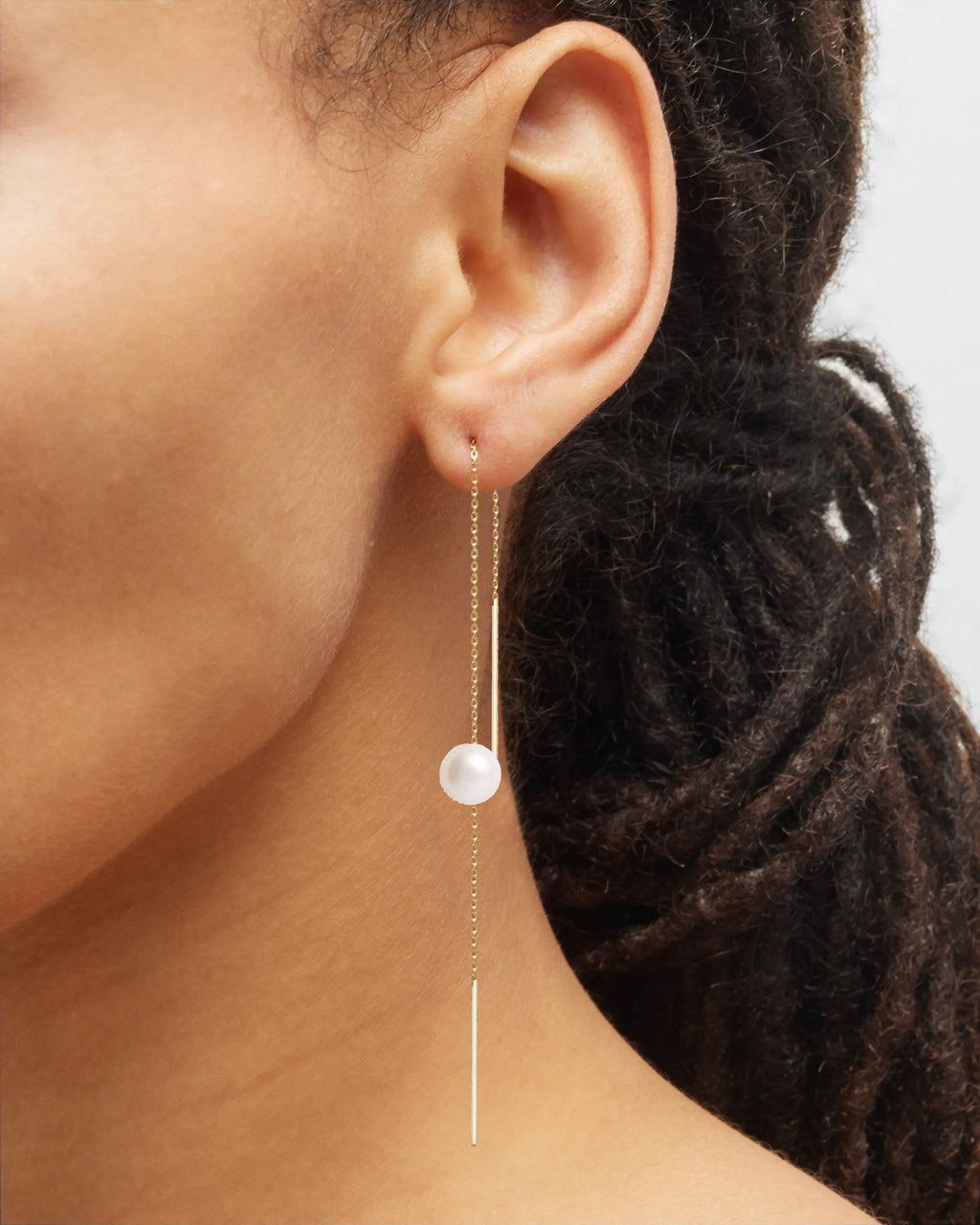 14K Gold Pearl Threader Earrings