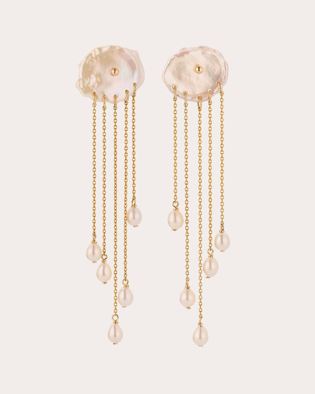 14K Gold Pearl Tassel Earrings