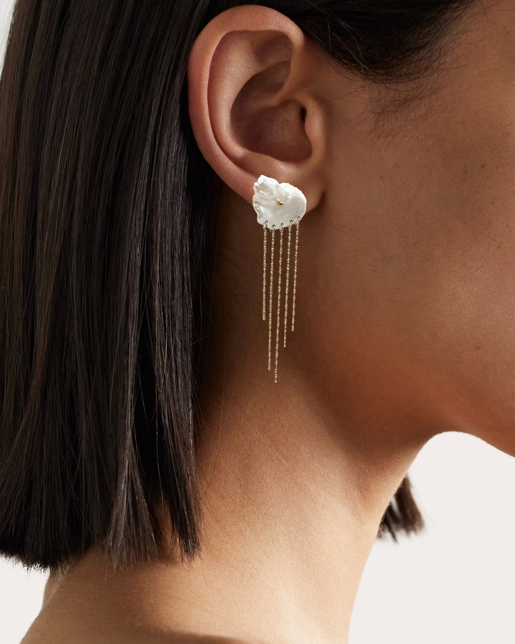 14K Gold Pearl Tassel Earrings
