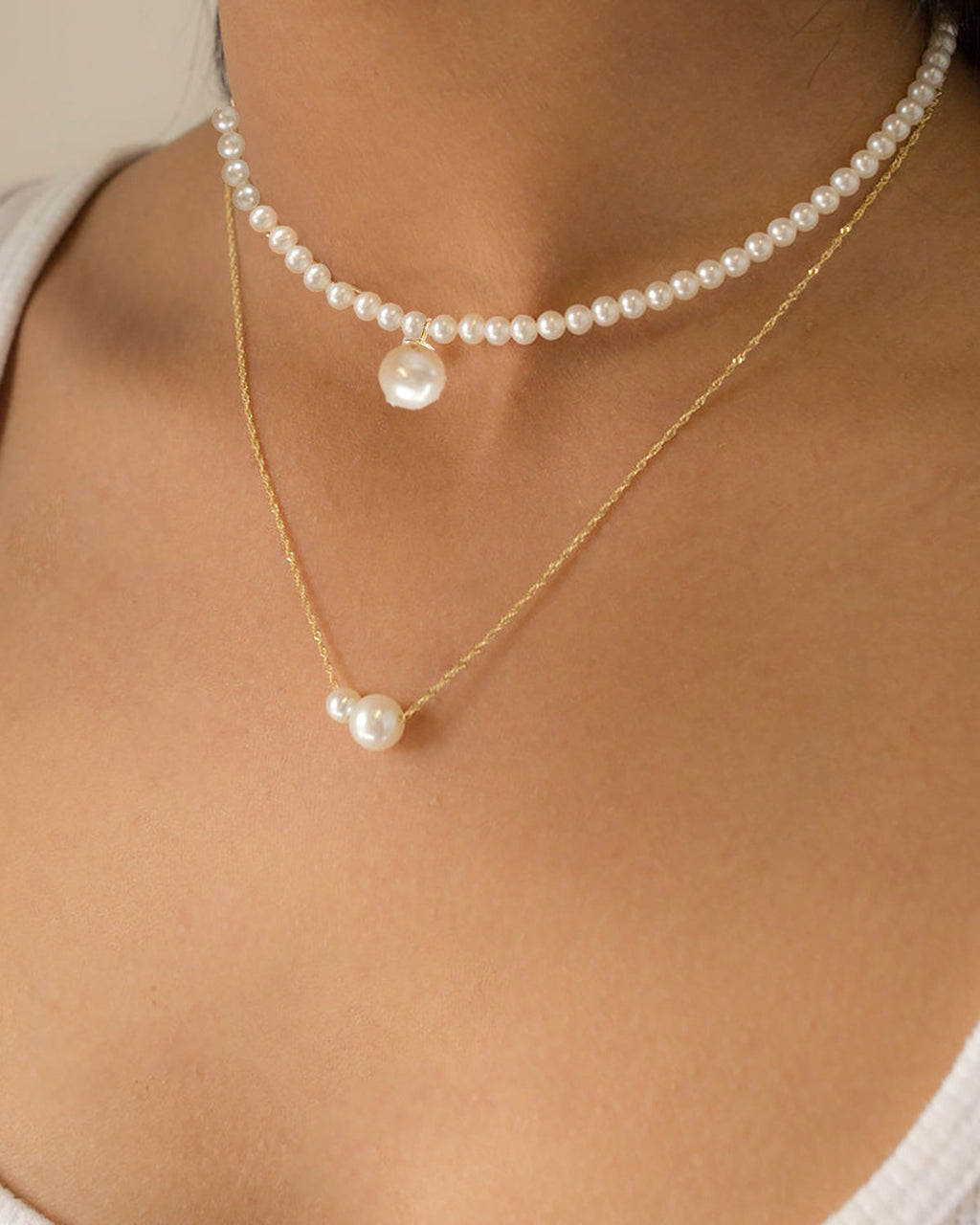 14K Gold Pearl Choker