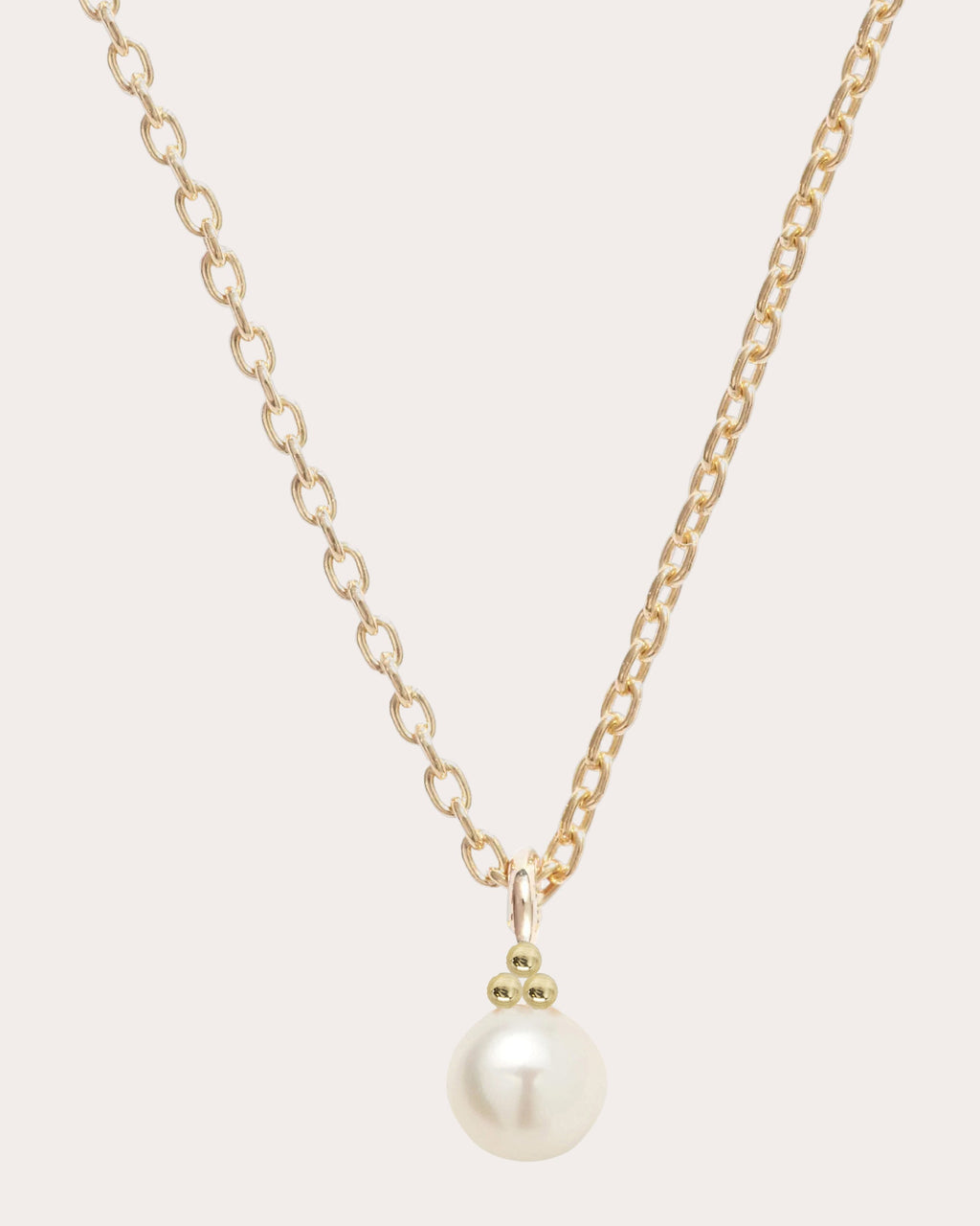 Trio Dot 14K Gold Pearl Pendant Necklace