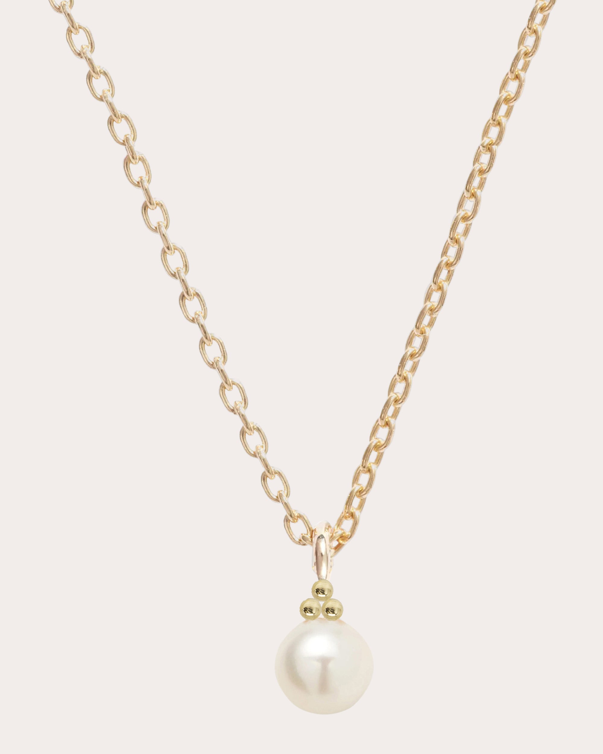 Trio Dot 14K Gold Pearl Pendant Necklace