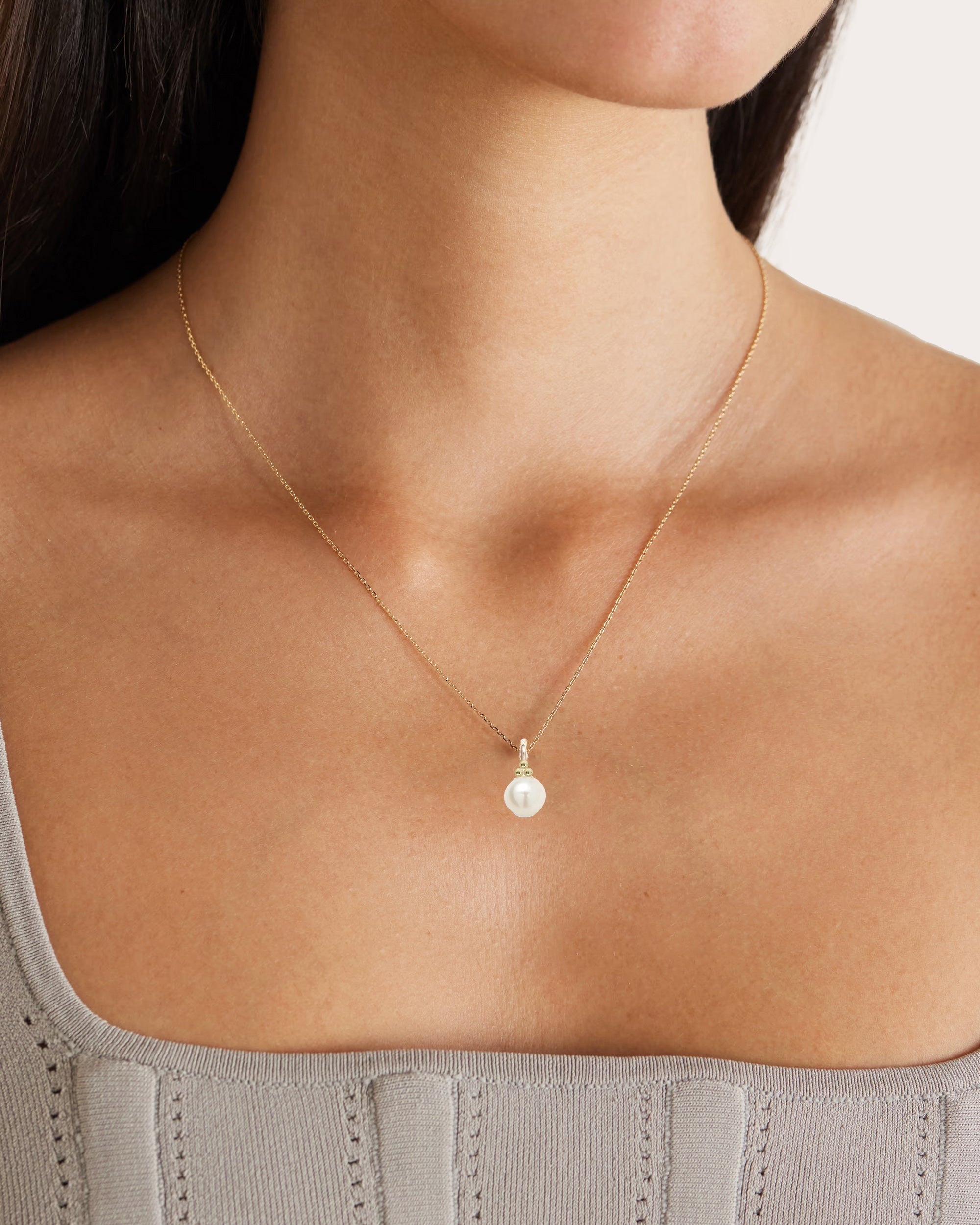 Trio Dot 14K Gold Pearl Pendant Necklace
