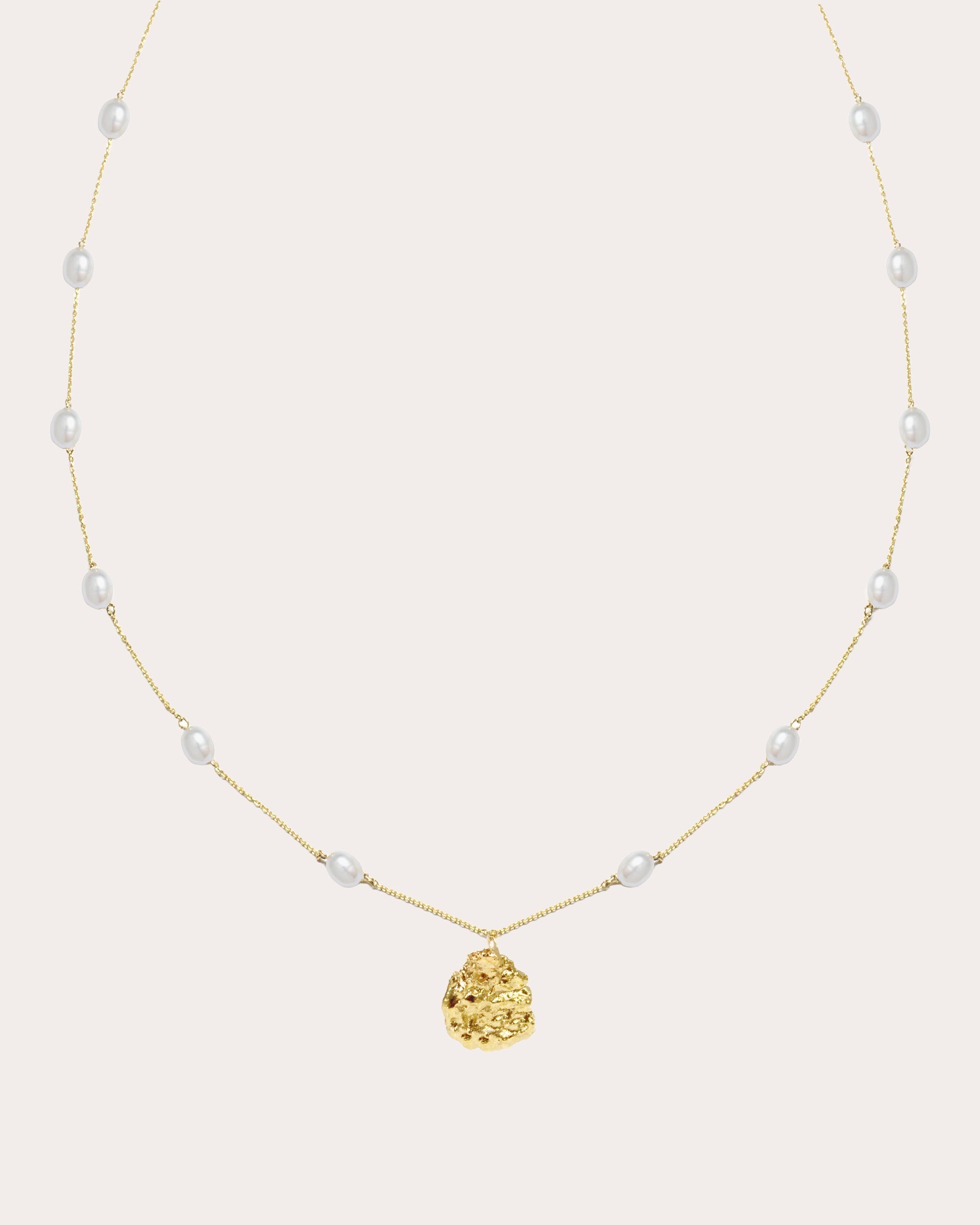Nugget 14K Gold Keshi Pearl Pendant Necklace