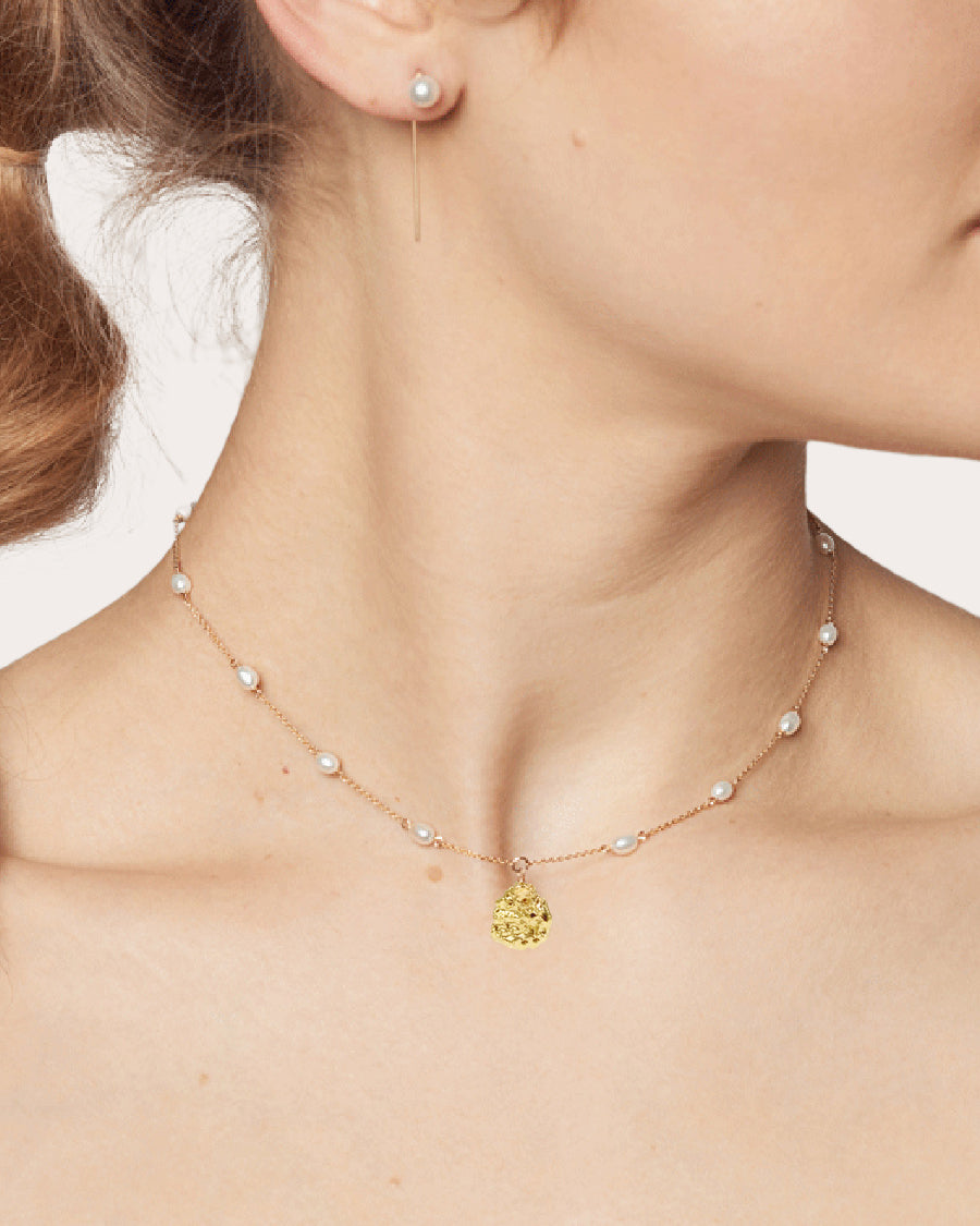 Nugget 14K Gold Keshi Pearl Pendant Necklace