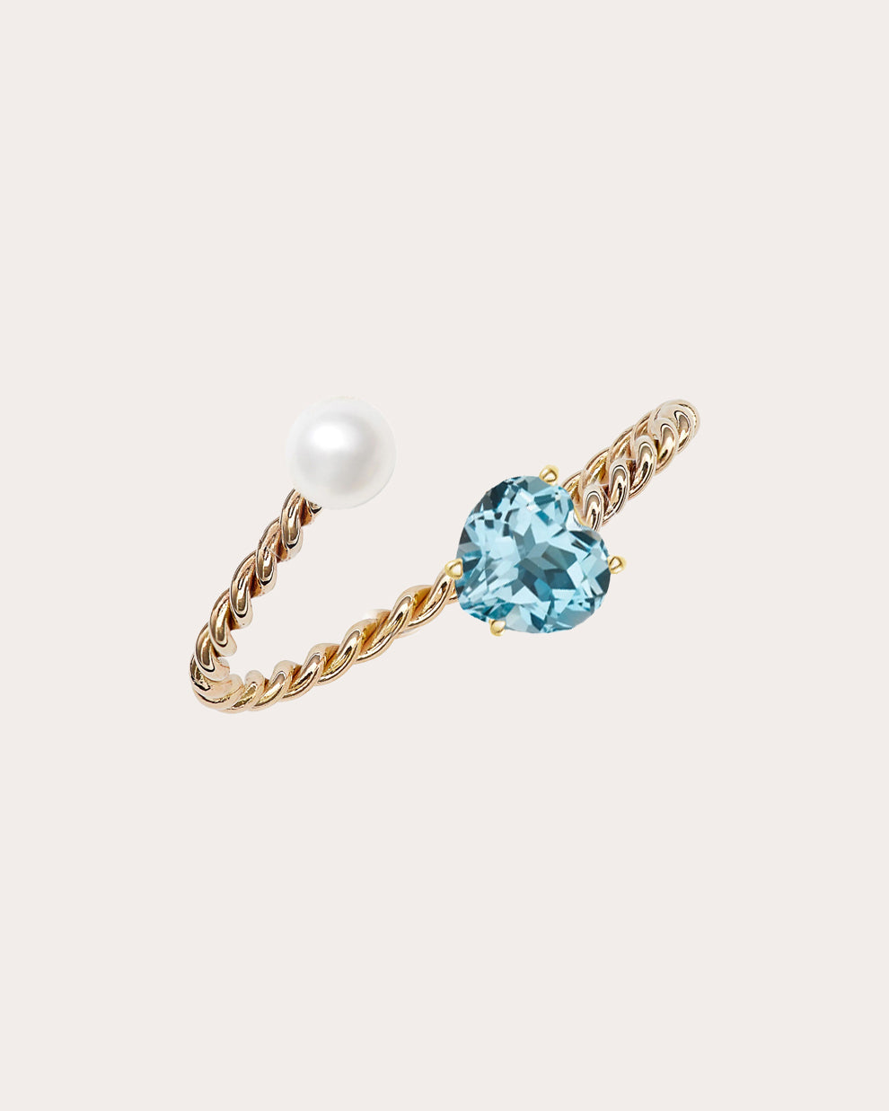 14K Gold Topaz and Pearl Ring