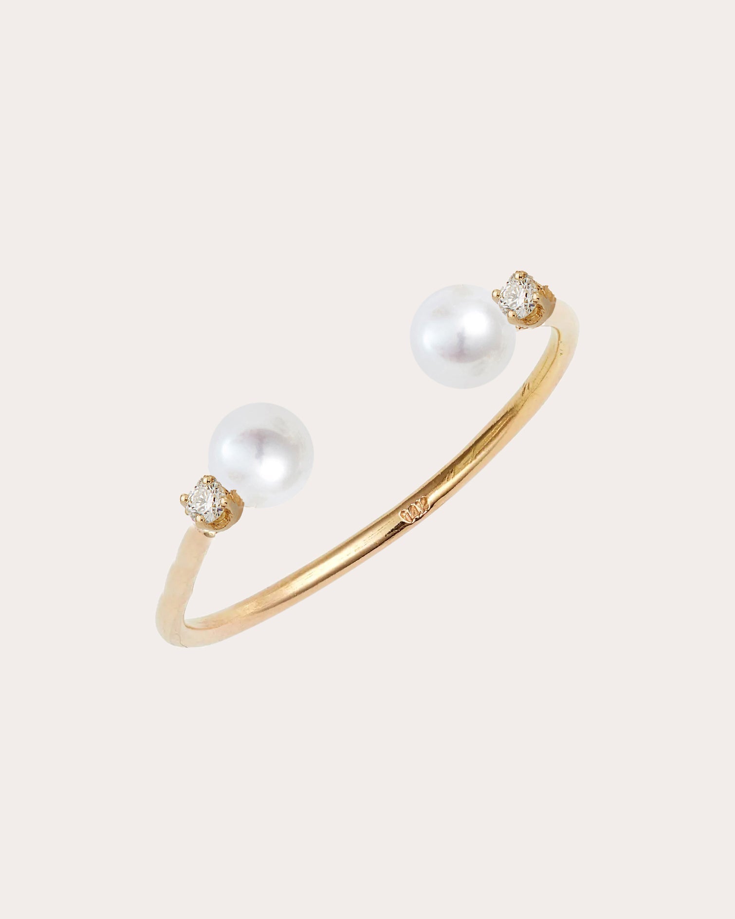 14K Gold Pearl and Diamond Ring