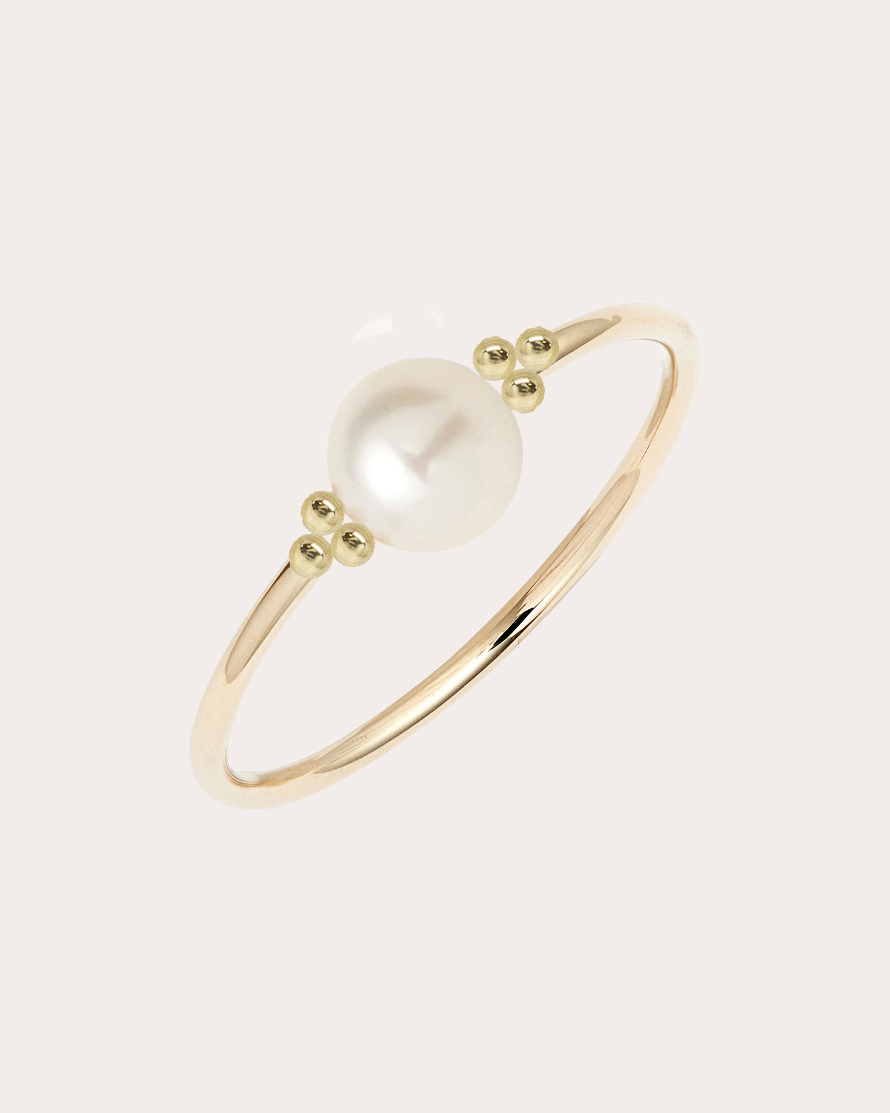 Trio Dot 14K Gold Pearl Ring