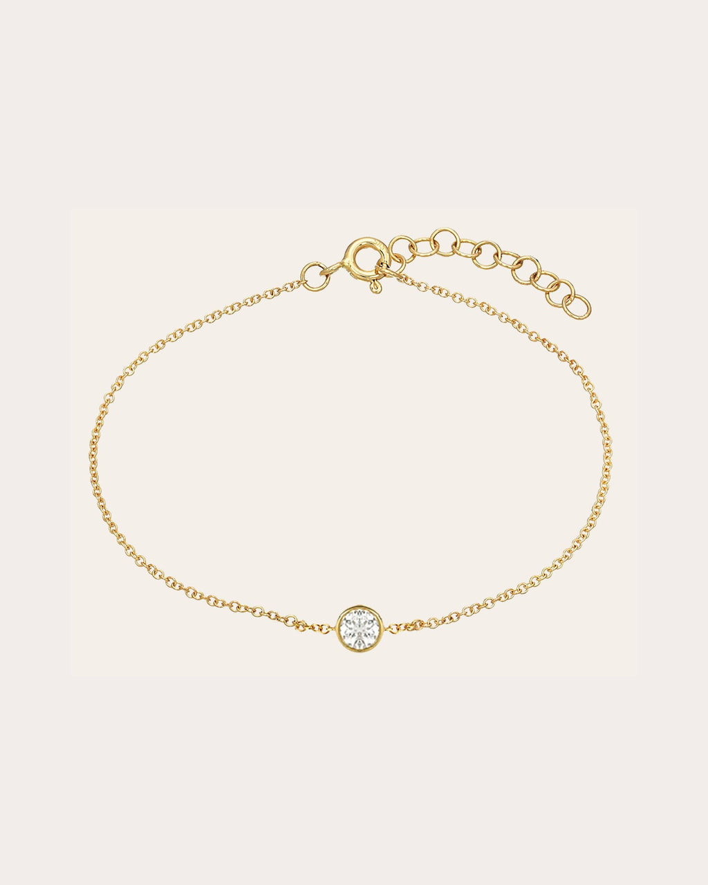 Large 14K Gold Diamond Bezel Bracelet
