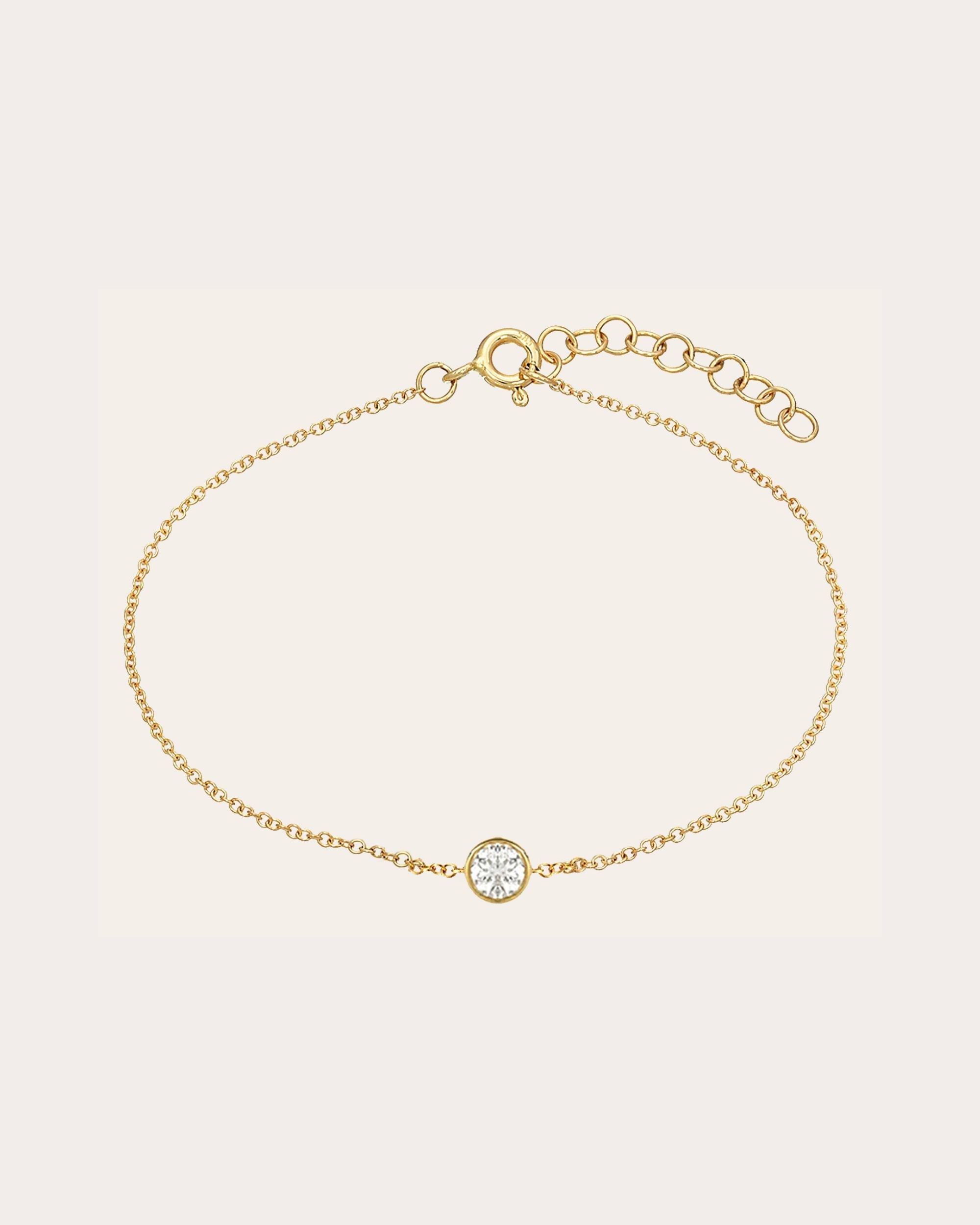 Large 14K Gold Diamond Bezel Bracelet