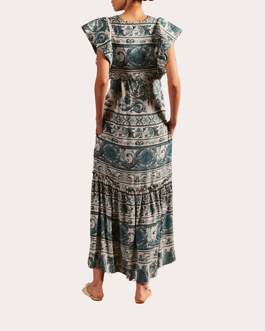 Hera Printed Gathered Maxi Dress