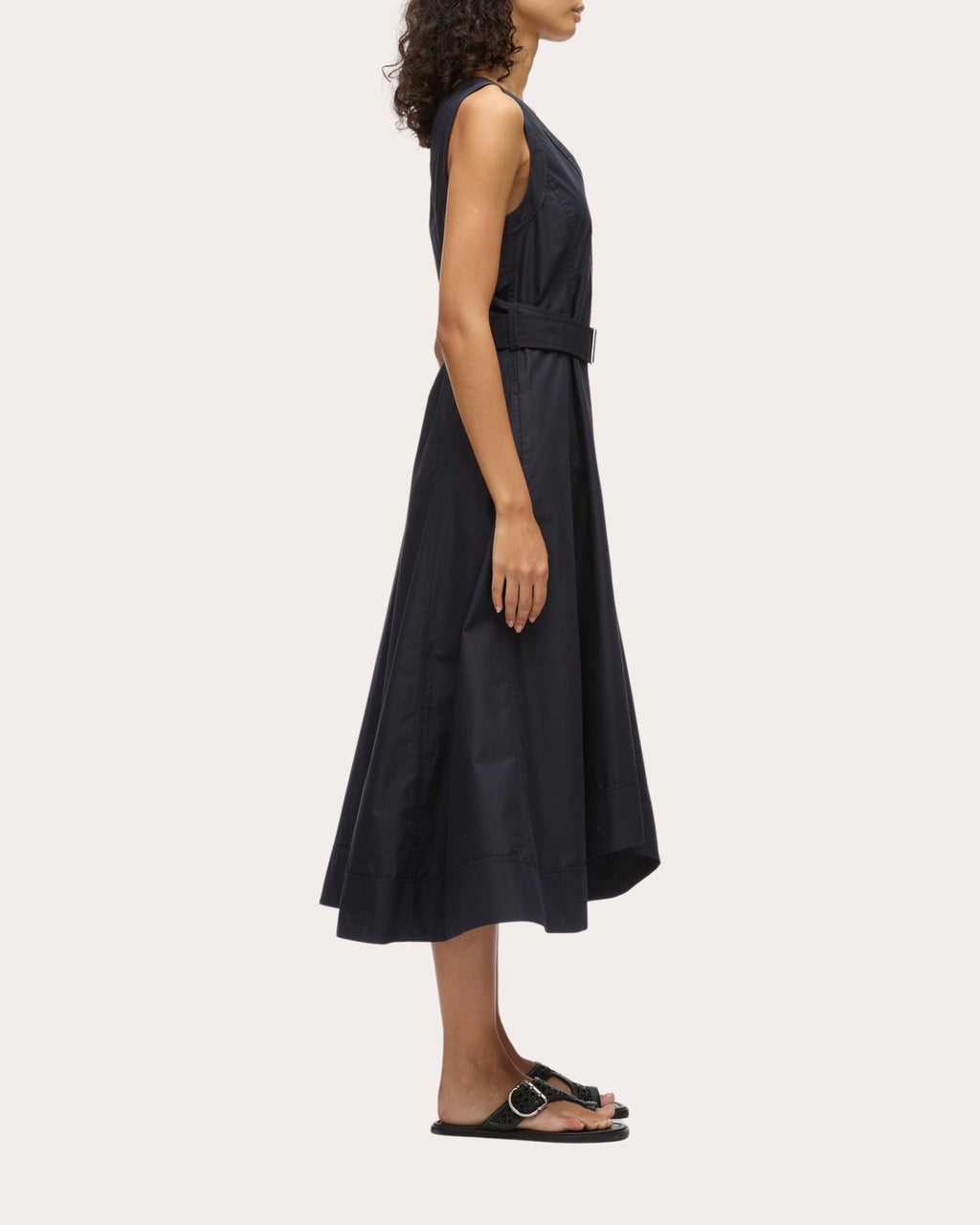Belted Techno Cotton-Poplin Midi Dress