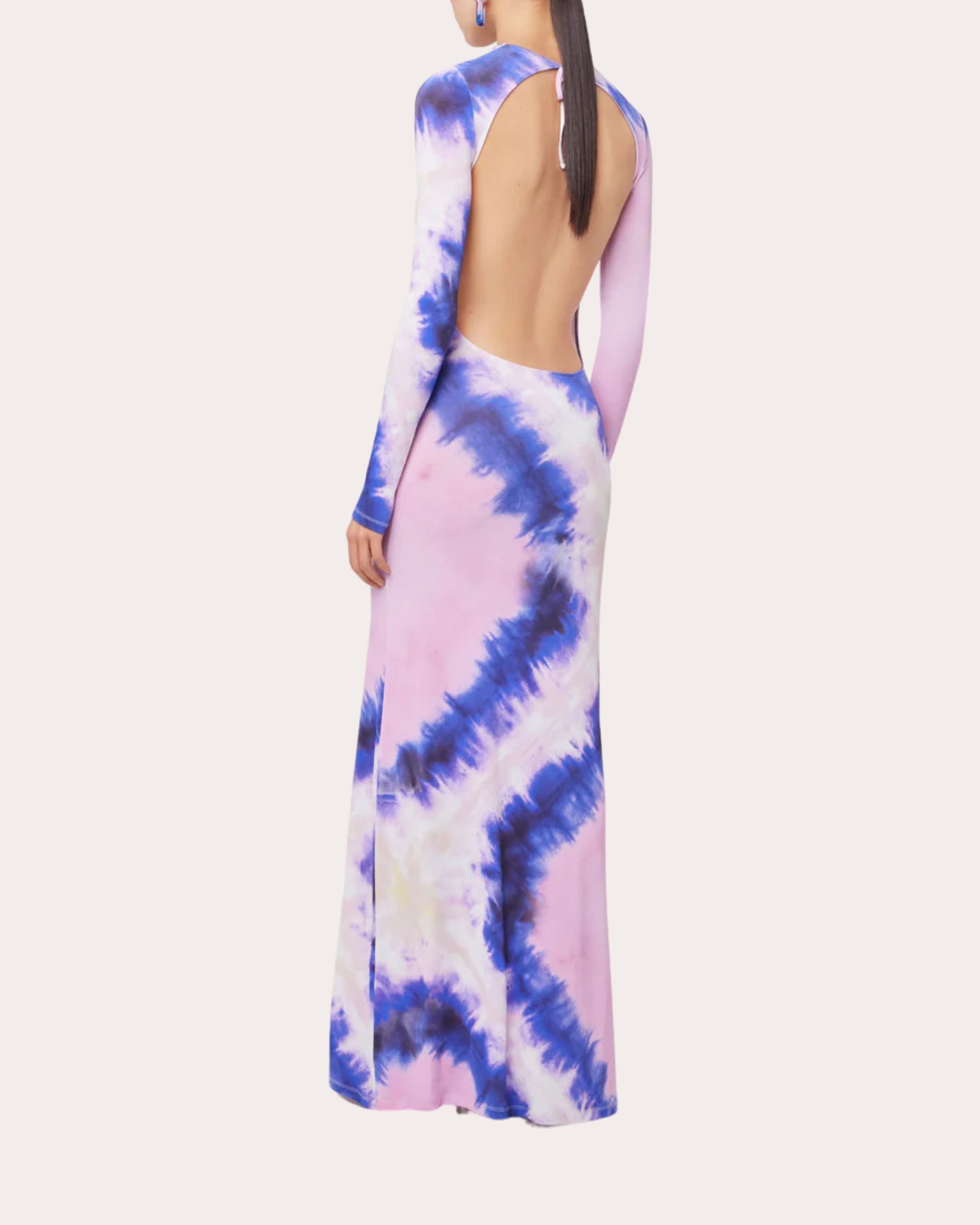 Open-Back Tie Dye Jersey Maxi Dress