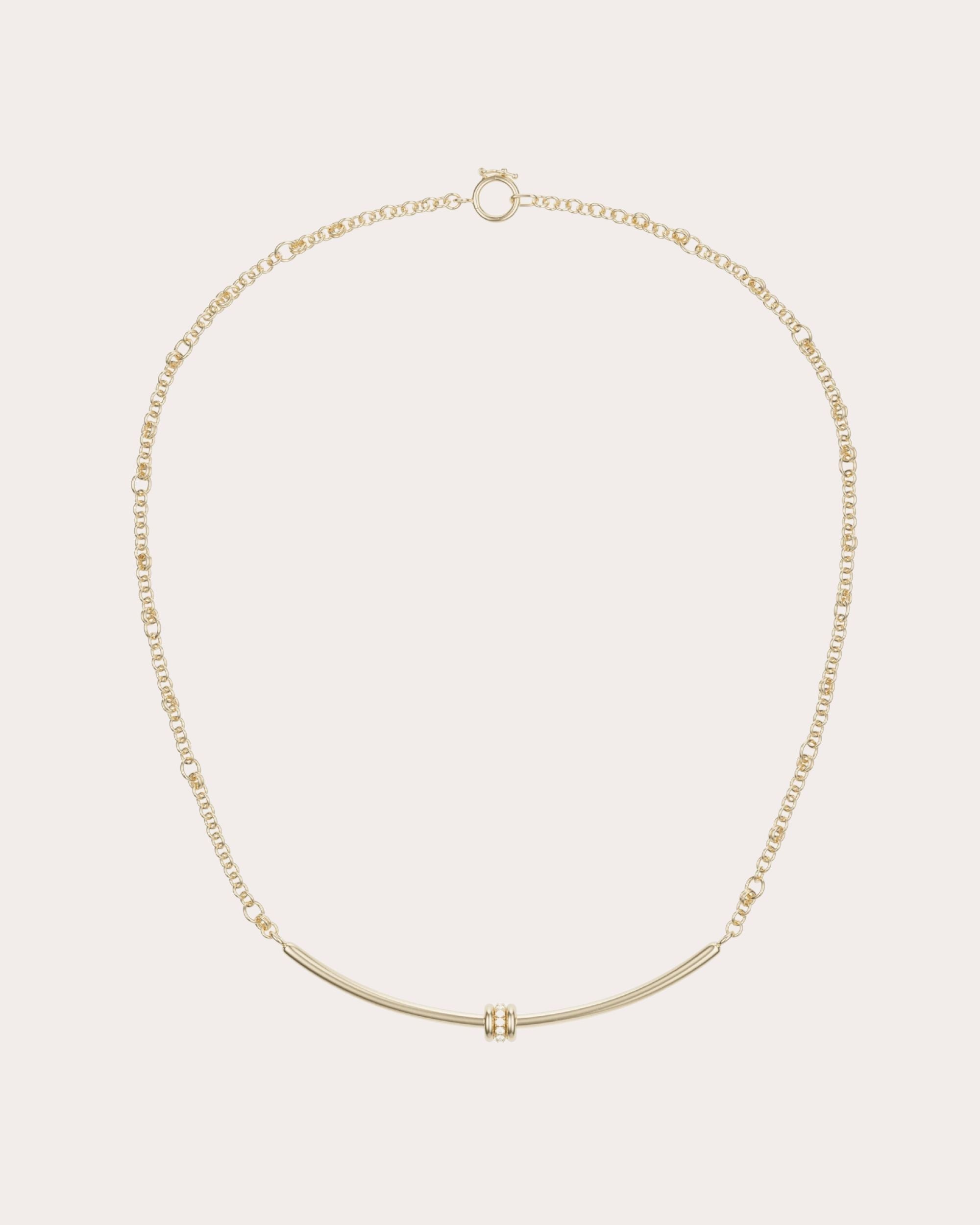 Gravity 18K Gold Diamond Pavé Arc Necklace