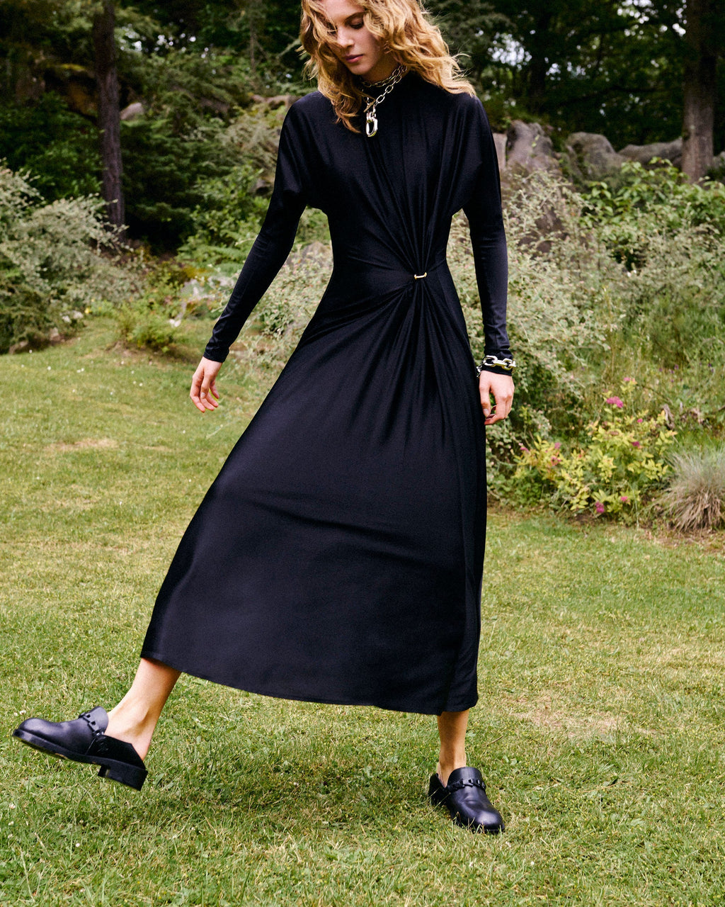 Ruched Jersey Midi Dress