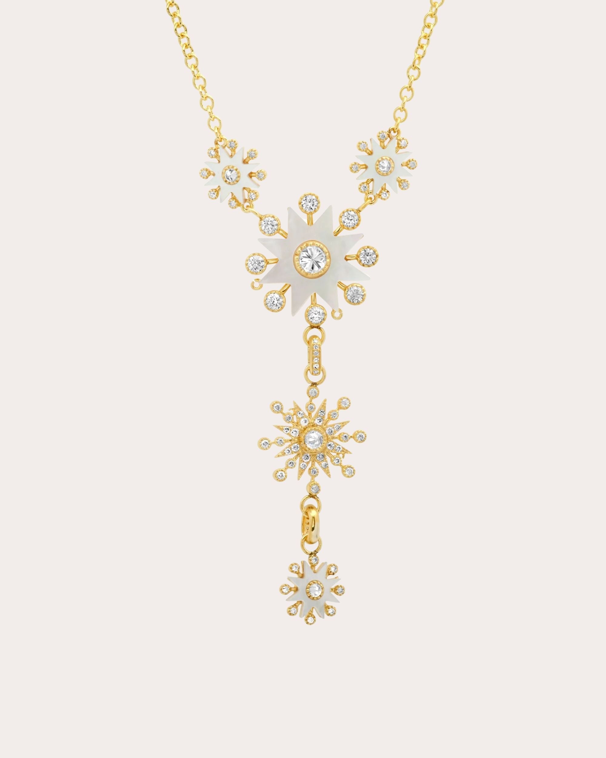 Master Comète 18K Gold Mother or Pearl and Diamond Pendant Necklace