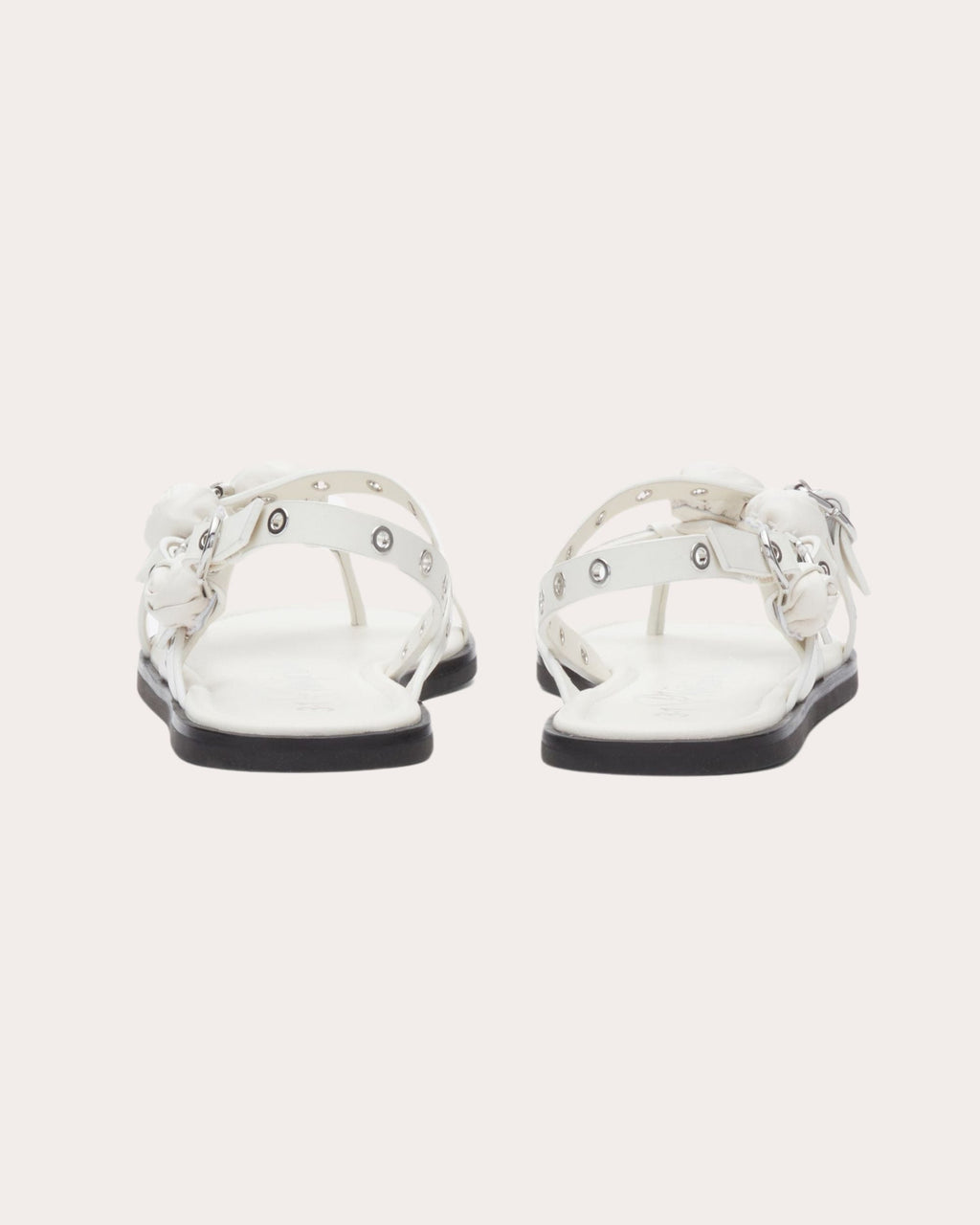 Rosette-Embellished Leather Sandal