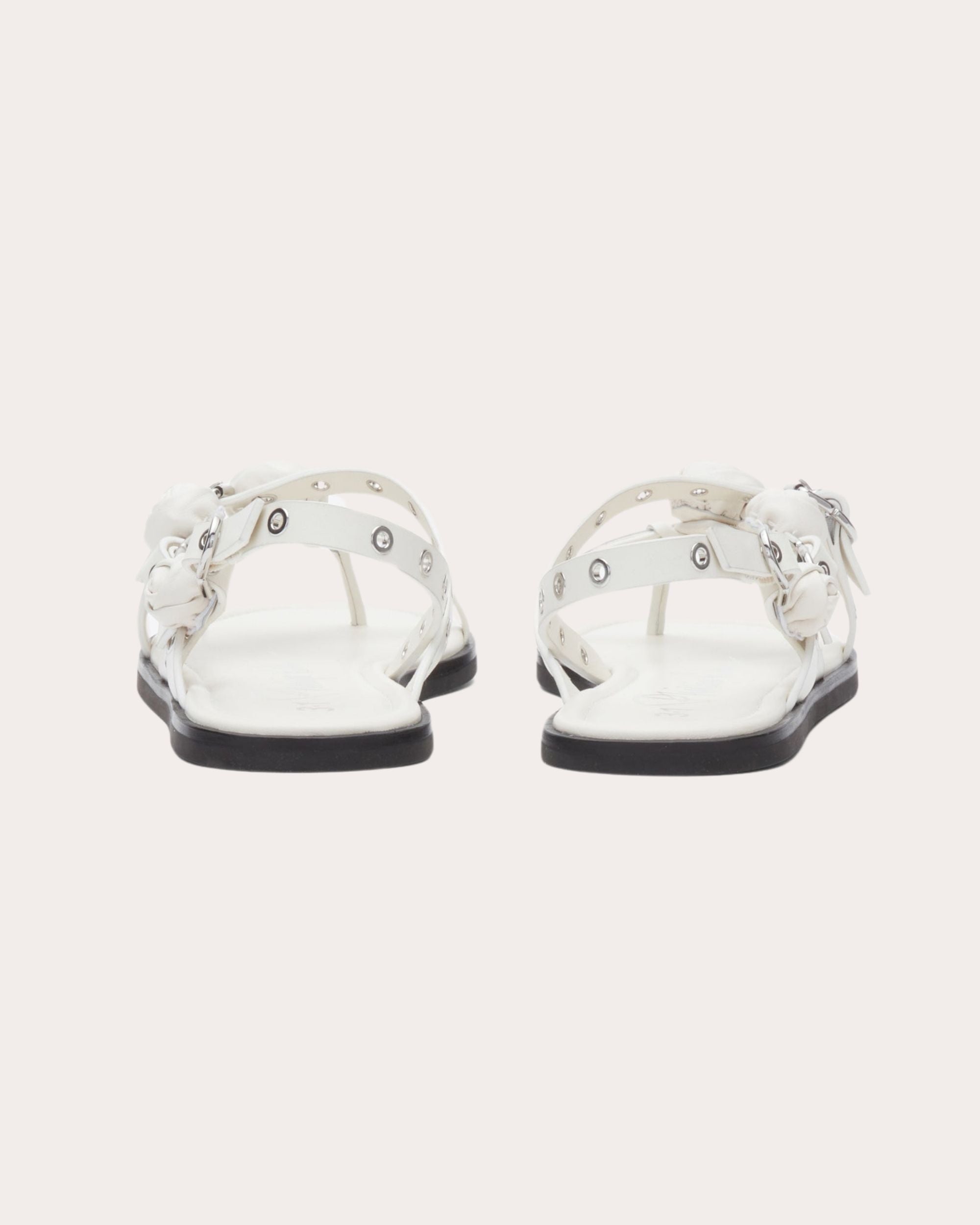 Rosette-Embellished Leather Sandal