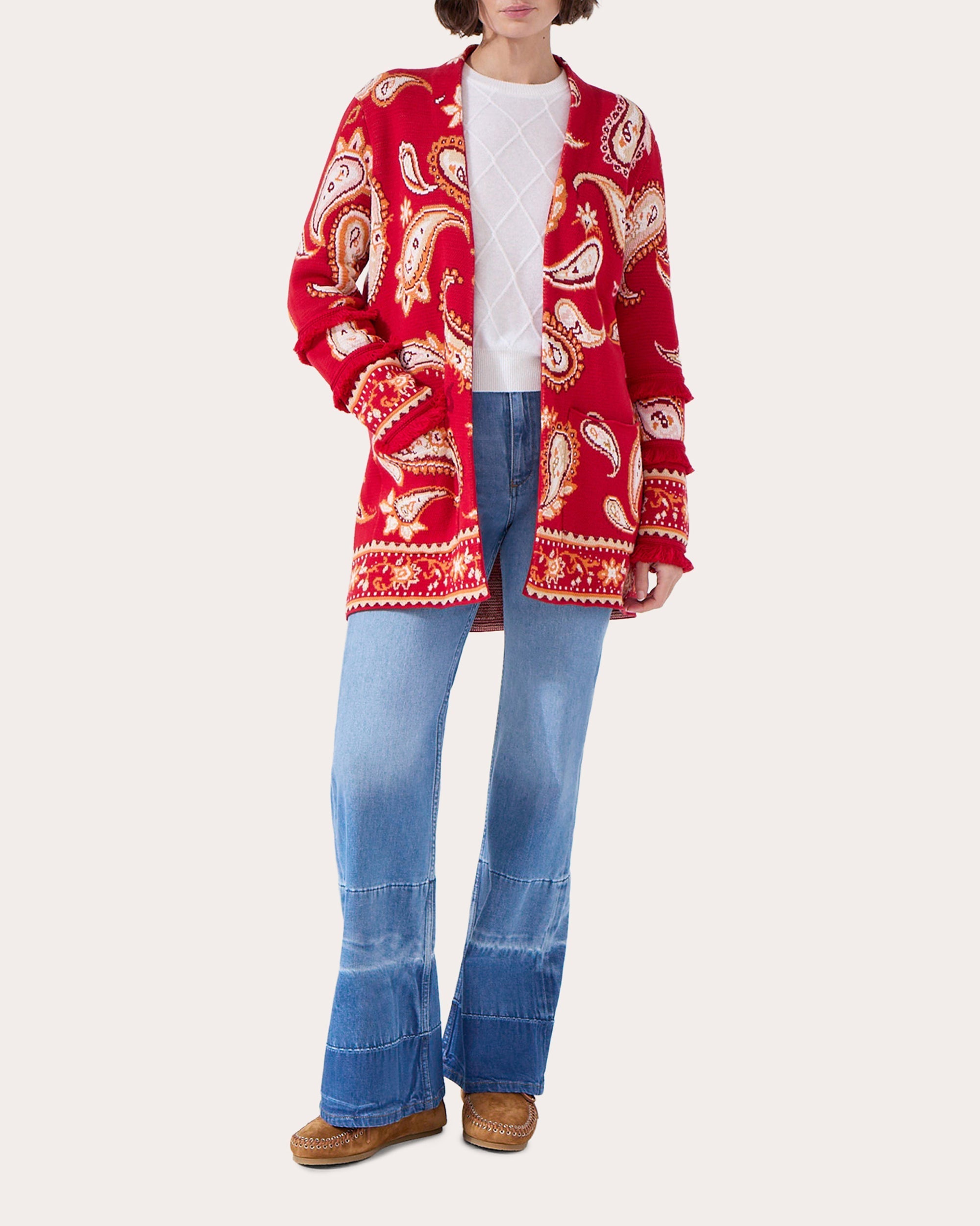 Jimi Belted Paisley Cotton-Jacquard Cardigan