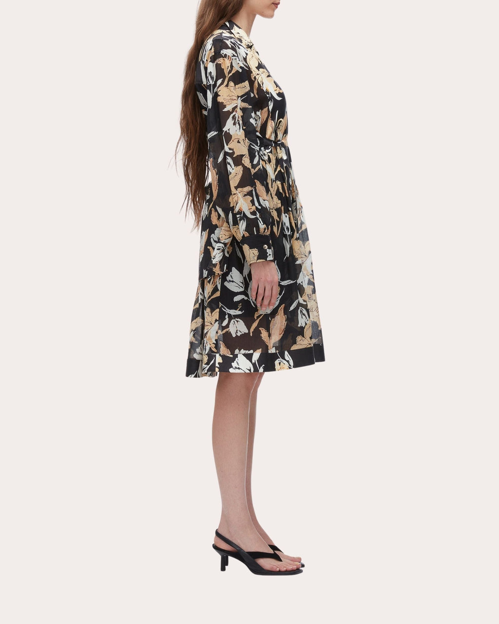 Gathered Floral Print Silk-Blend Dress