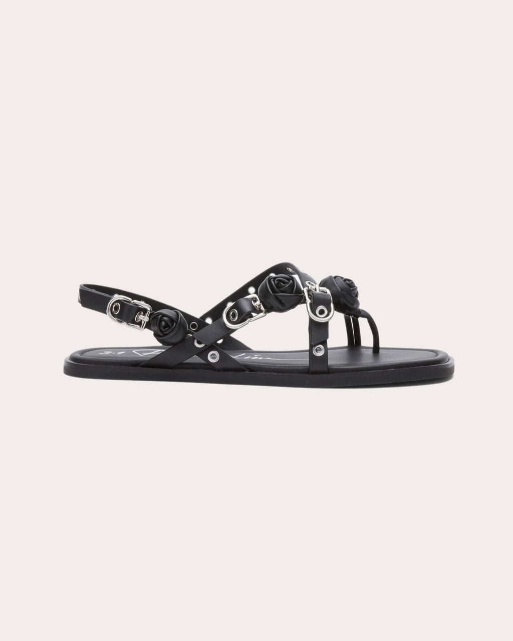 Rosette-Embellished Leather Sandal