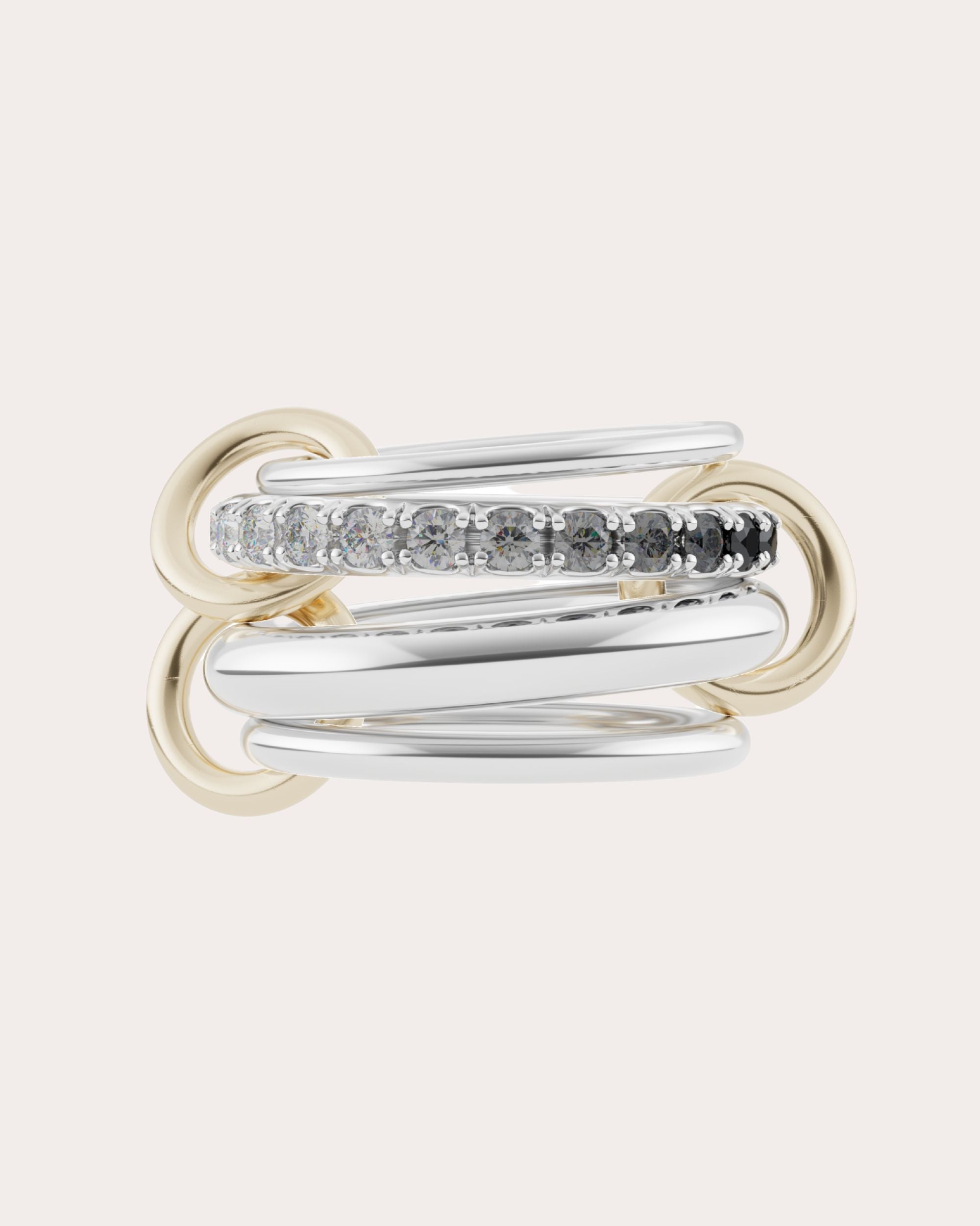 Janssen Noir 18K Gold Sterling Silver Ombré Diamond Linked Rings