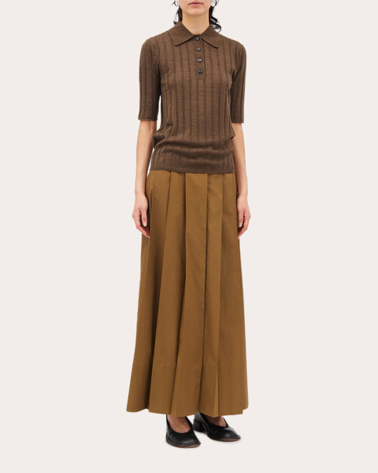 Kino Ribbed Wool Polo Top
