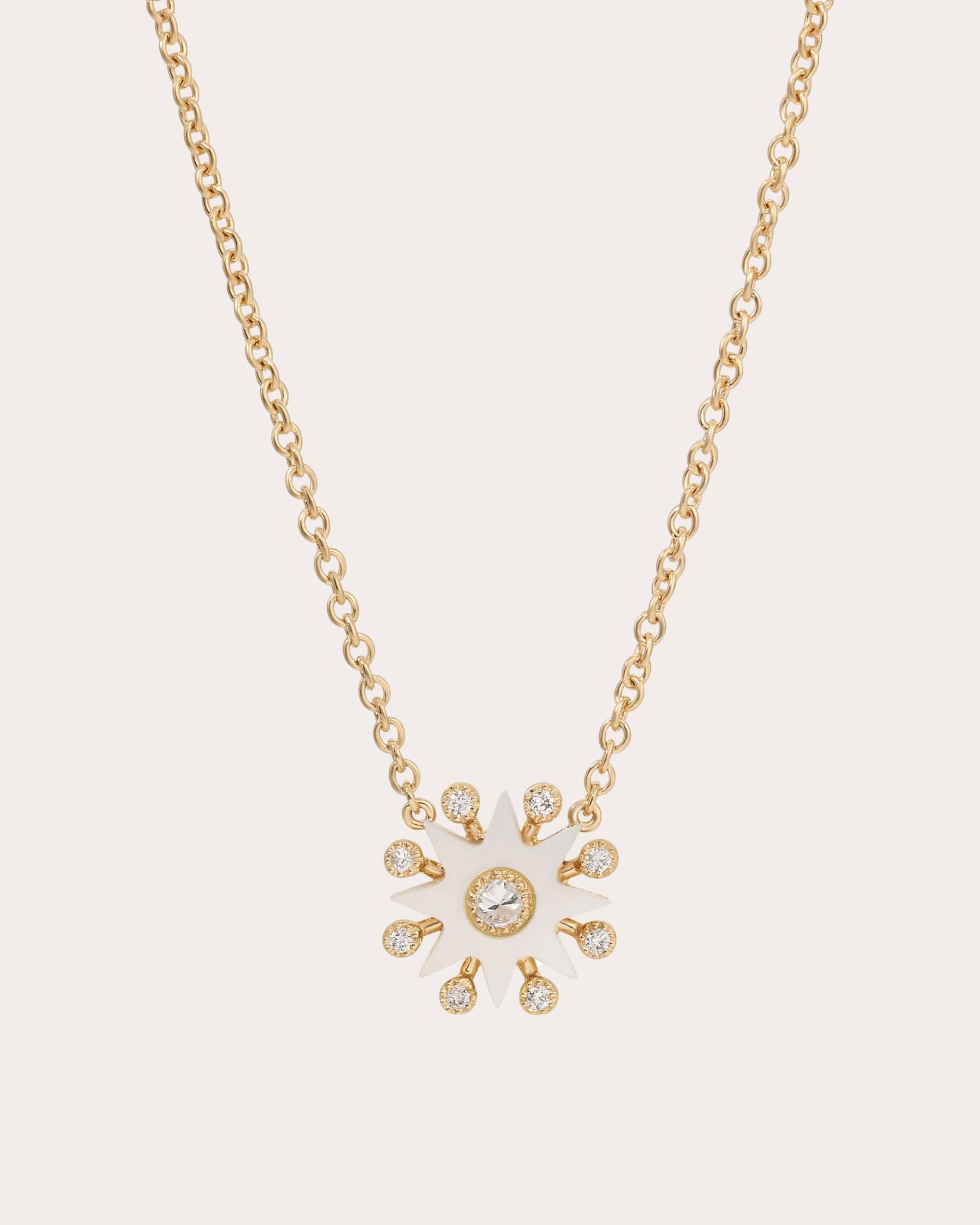Comète 18K Gold Mother of Pearl and Diamond Pendant Necklace