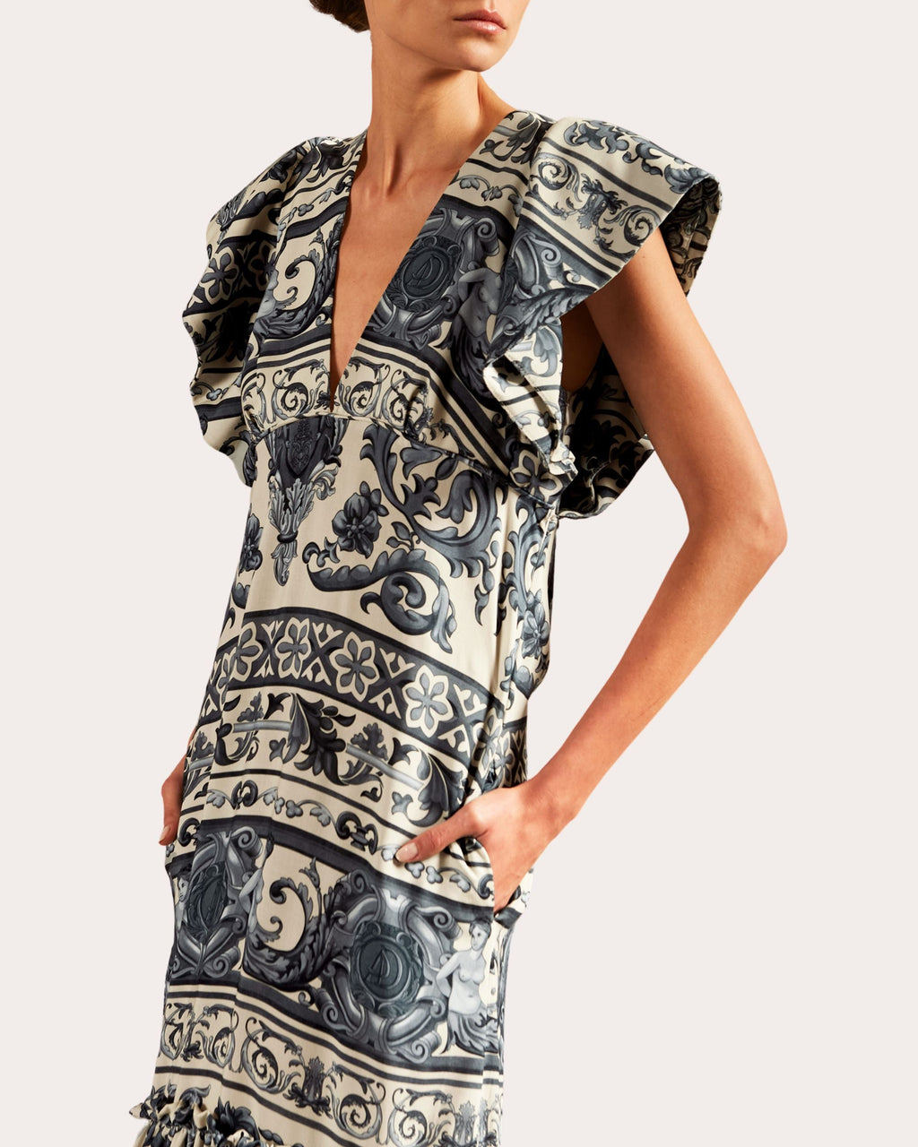 Hera Printed Gathered Maxi Dress