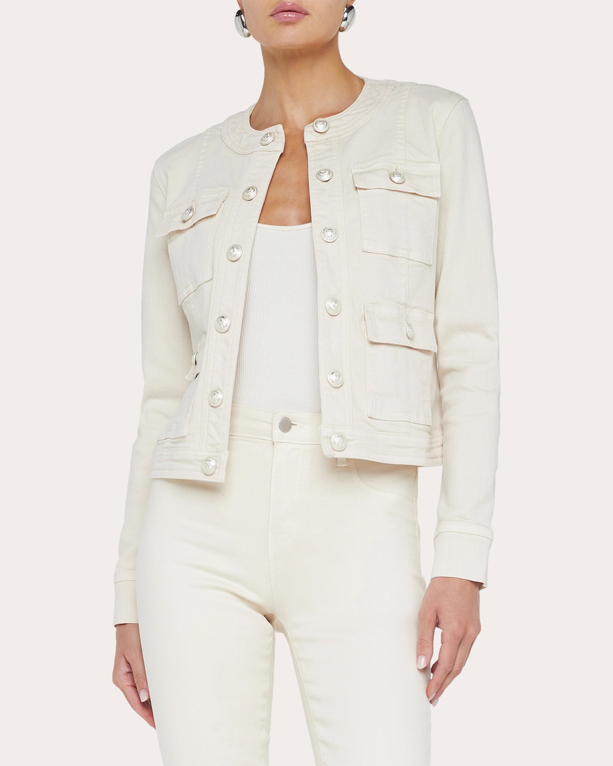 Yari Collarless Cotton Jacket