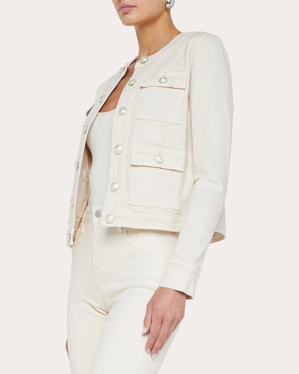 Yari Collarless Cotton Jacket