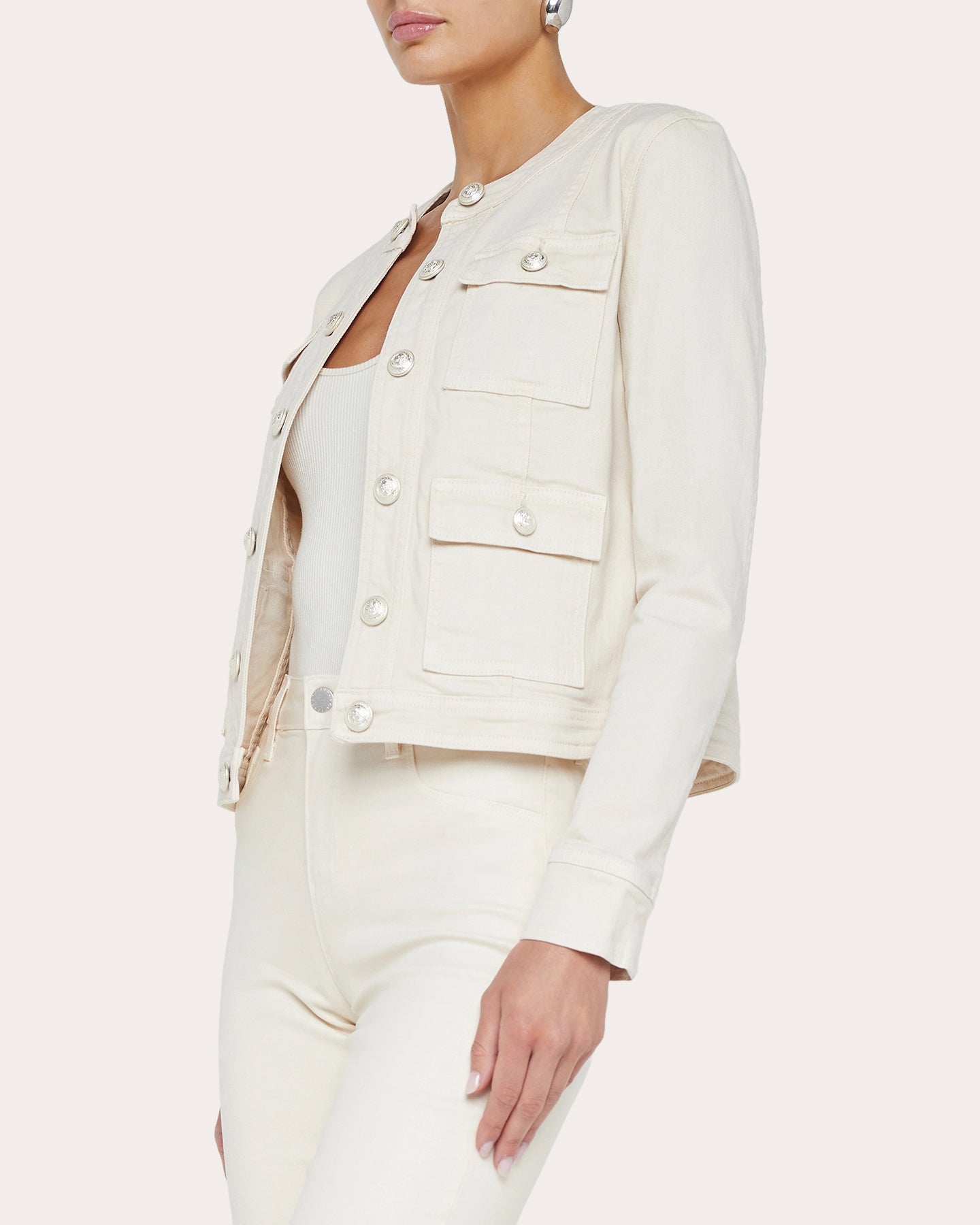 Yari Collarless Cotton Jacket