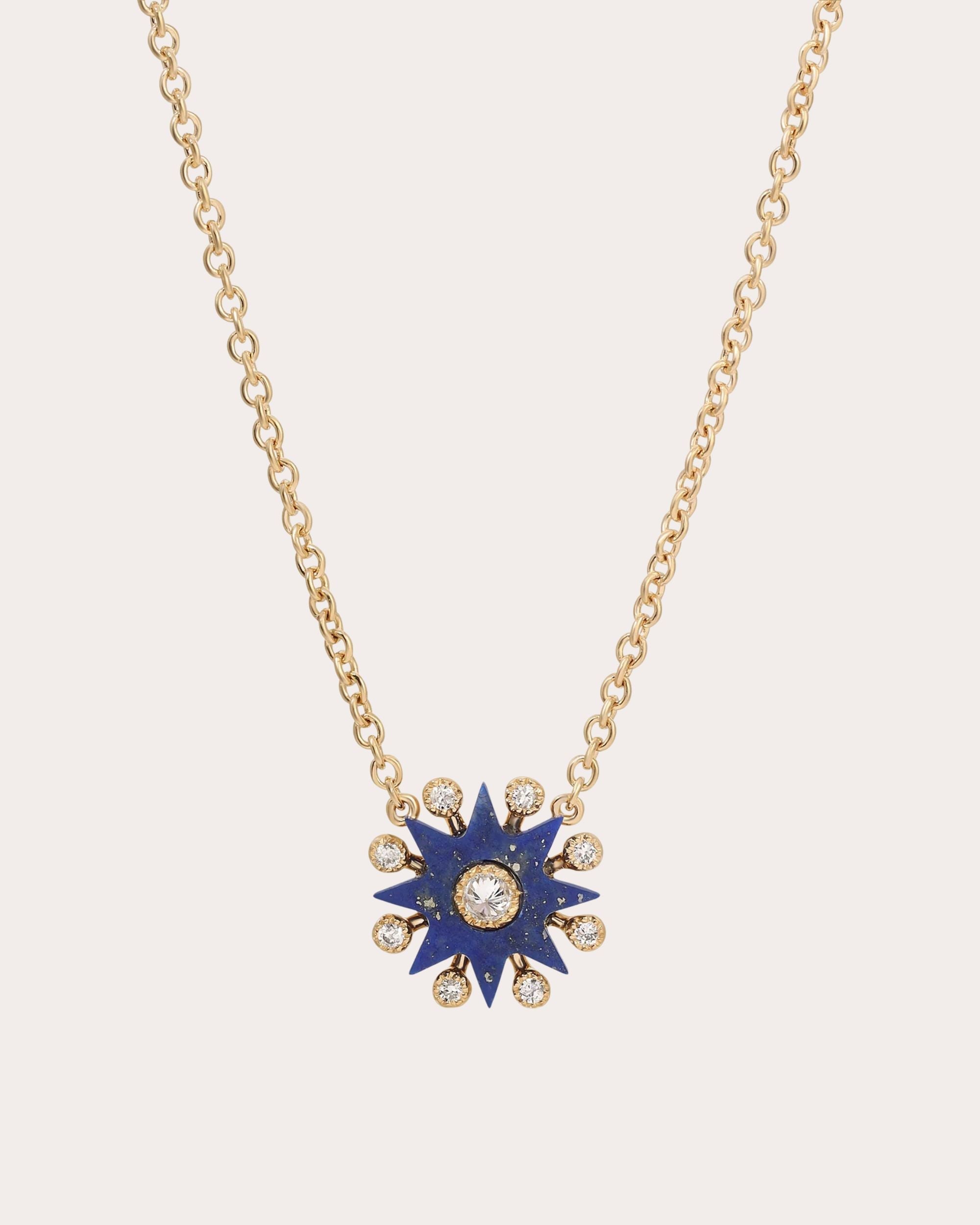 Comète 18K Gold Lapis Lazuli and Diamond Pendant Necklace