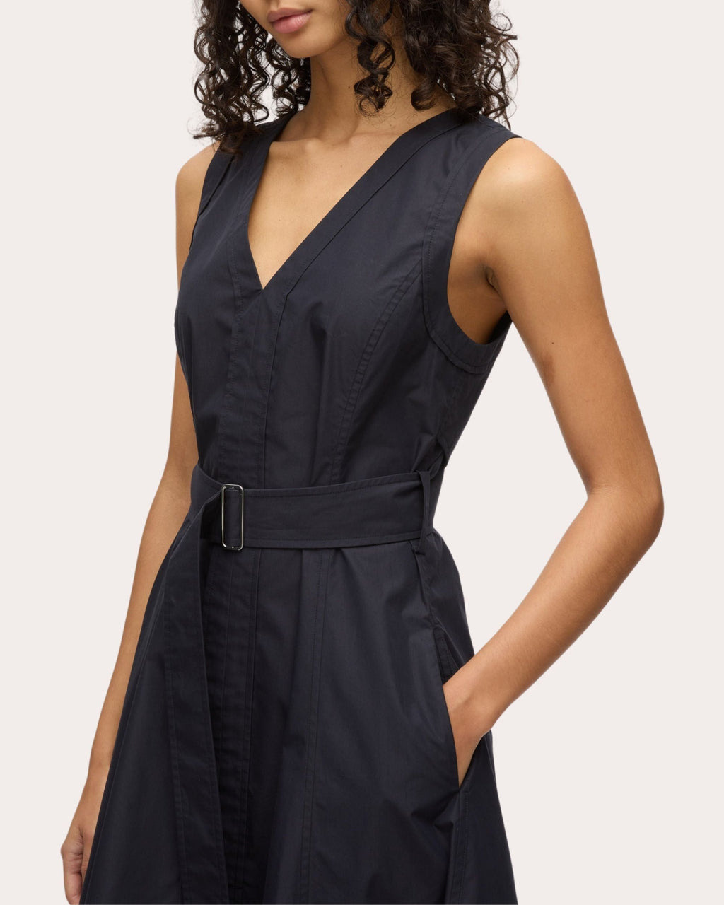 Belted Techno Cotton-Poplin Midi Dress