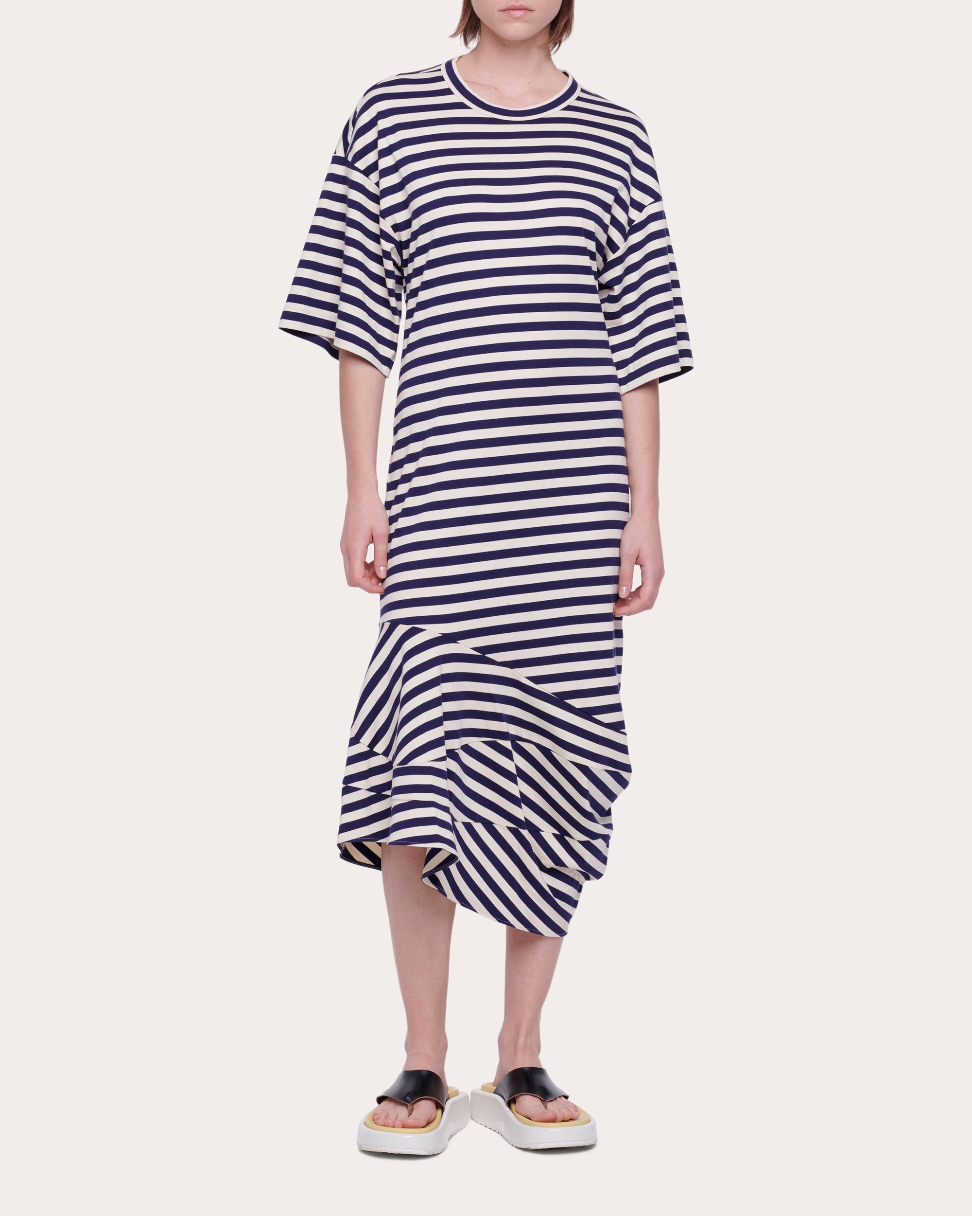 Asymmetric Cotton Midi Dress