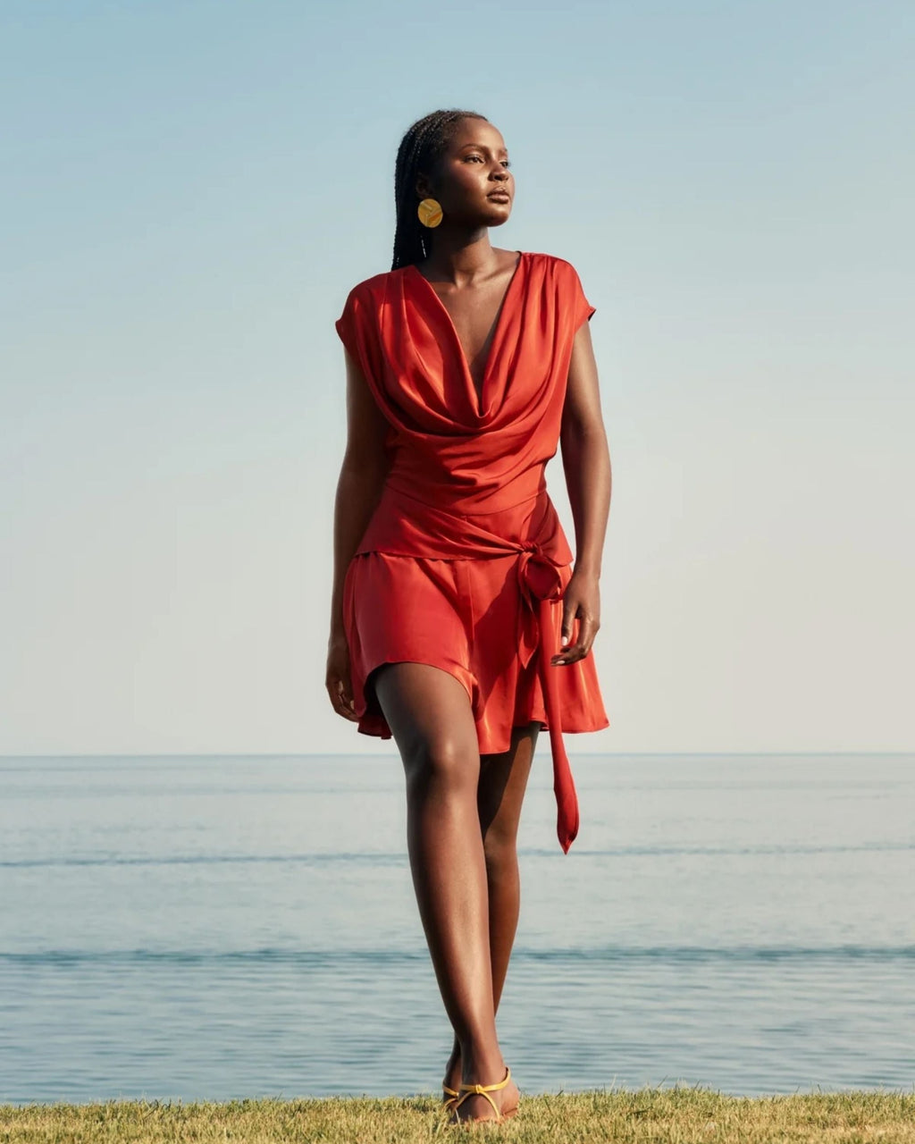Edah Draped Satin Romper