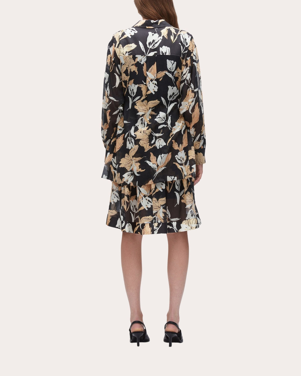 Gathered Floral Print Silk-Blend Dress