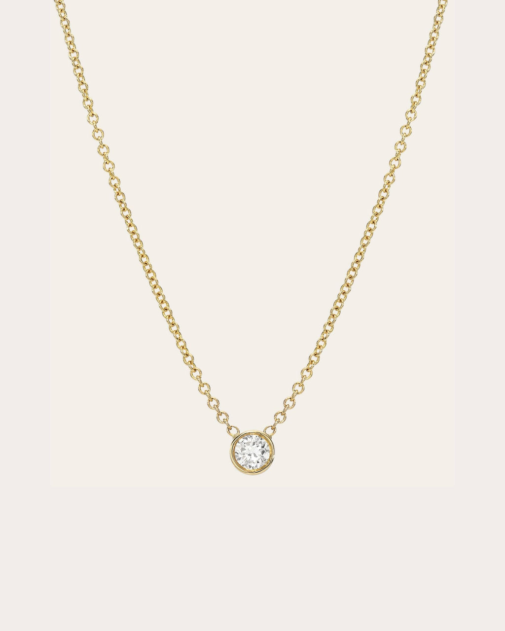 Large 14K Gold Diamond Bezel Pendant Necklace