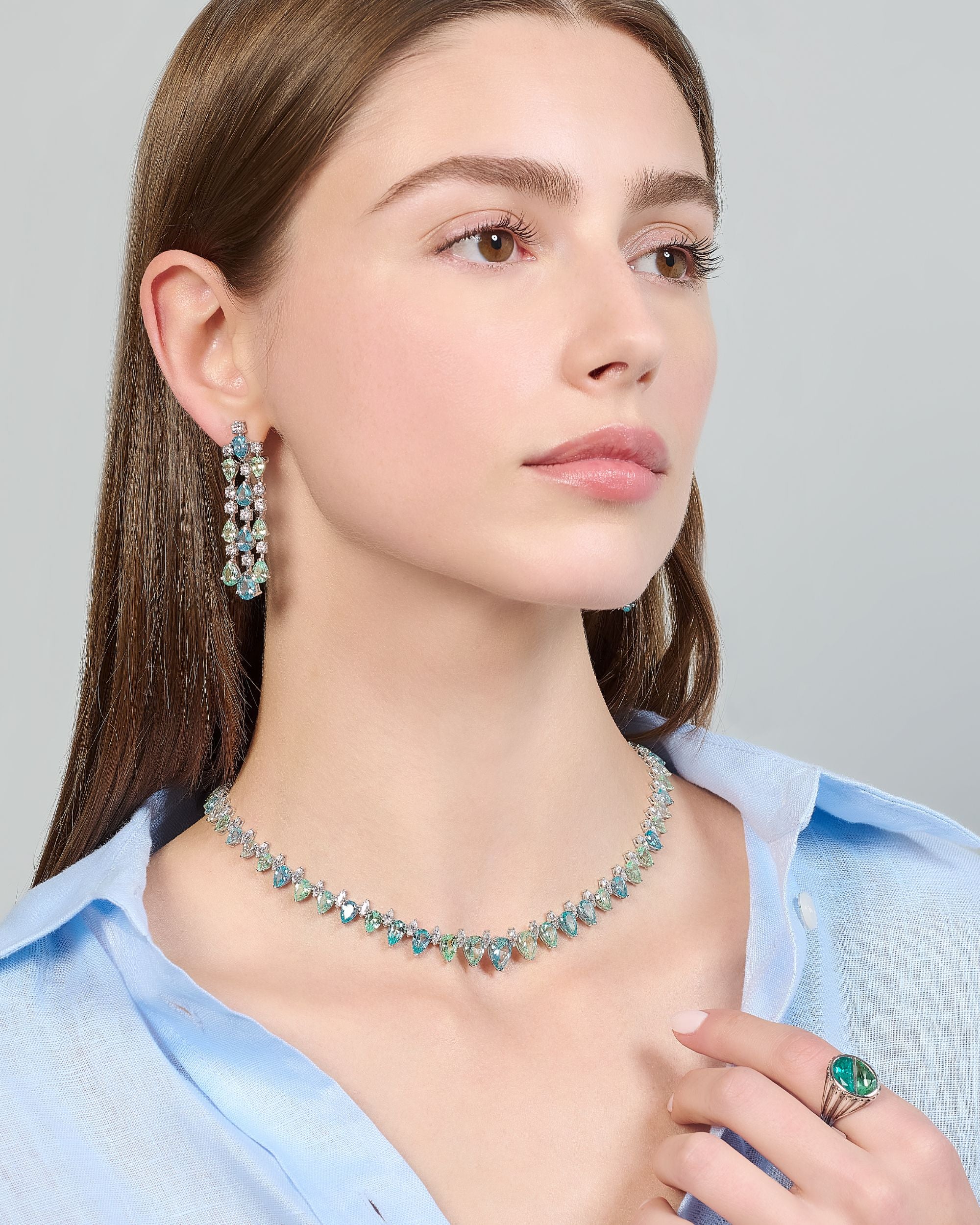 Ocean 18K Gold and Rhodium Vermeil Lab-Grown Multi-Stone Necklace