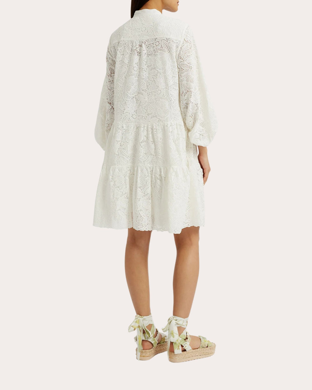 Embroidered Cotton Tiered Hem Mini Dress