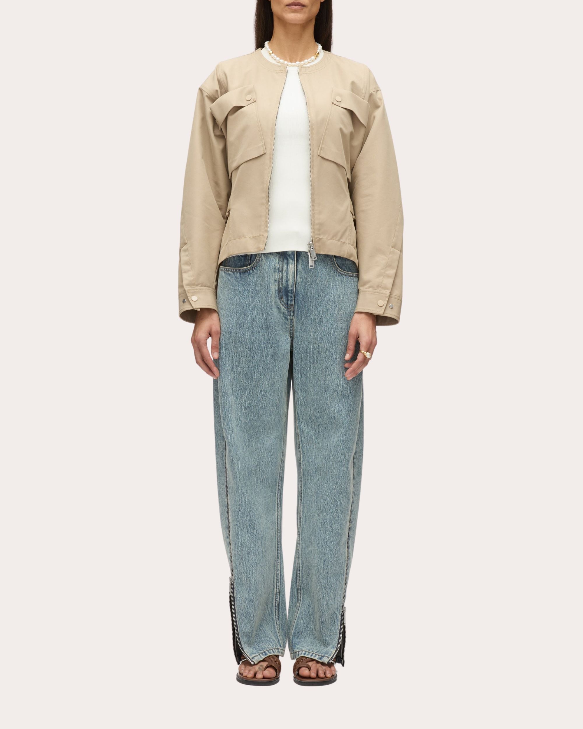 Gathered Techno Cotton-Blend Cargo Jacket