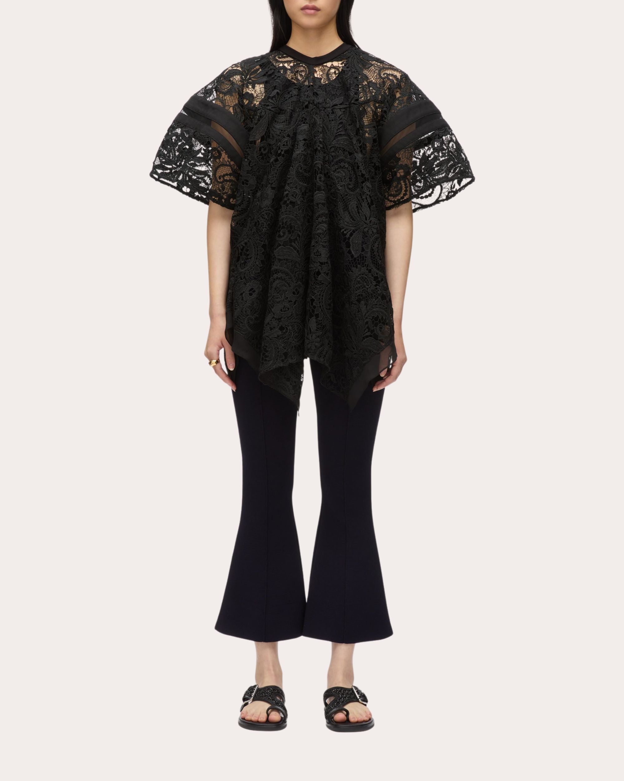 Asymmetric Paneled Lace Top