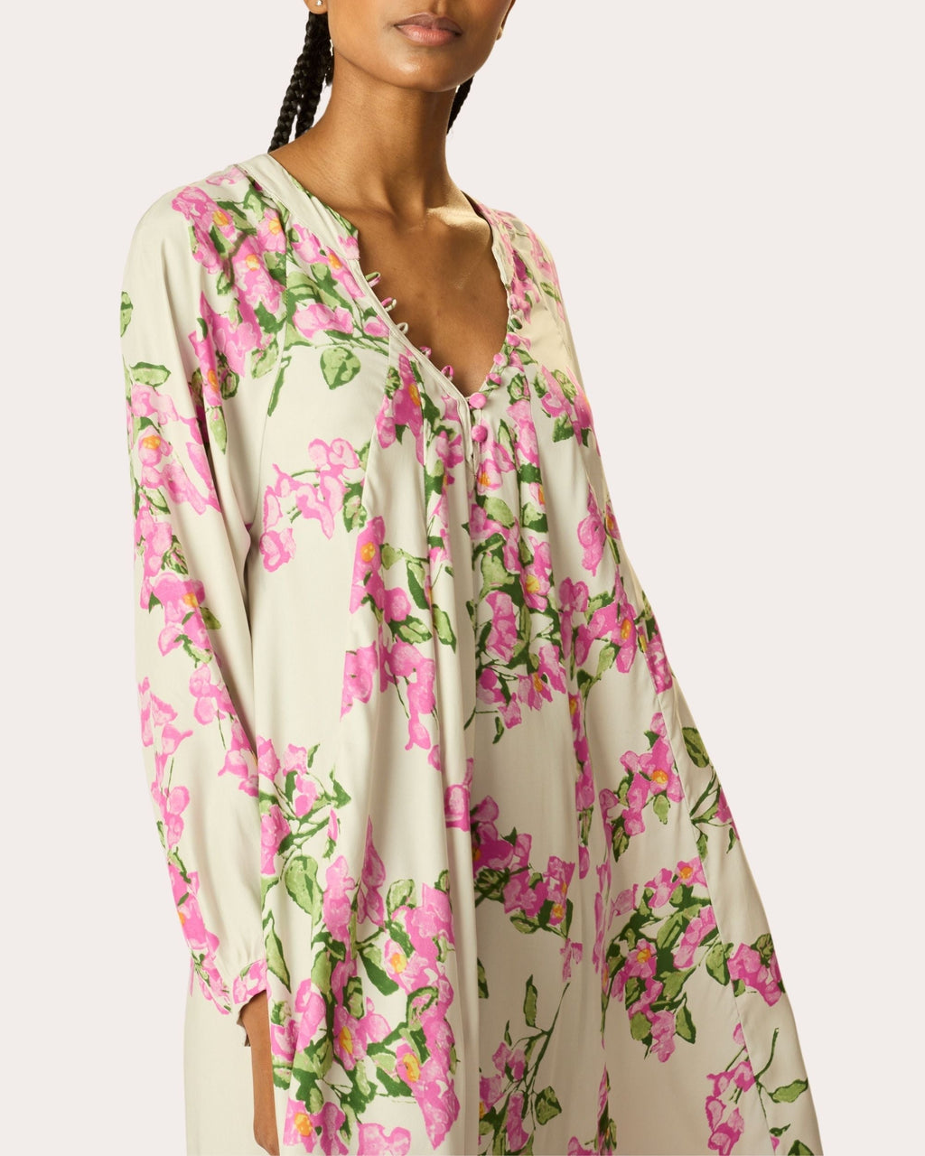 Fiore Floral Silk Pleated Maxi Dress