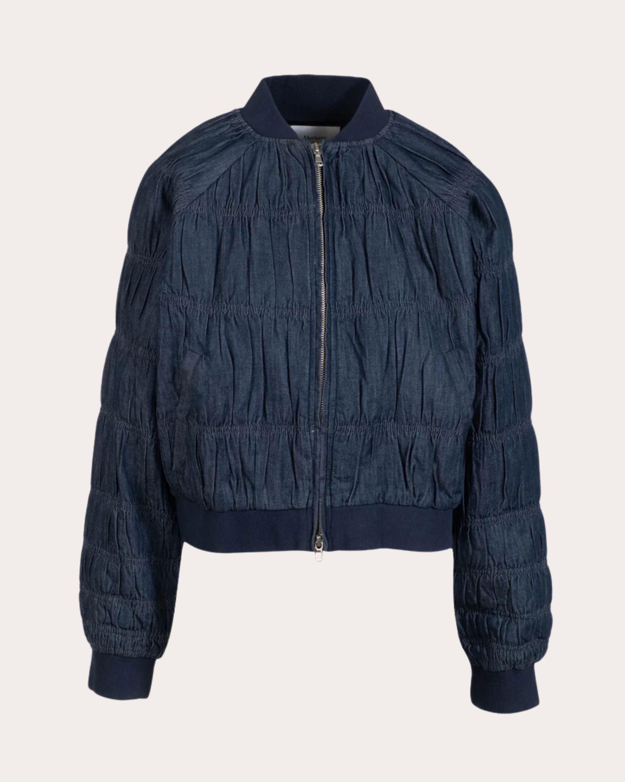 Esme Ruched Denim Bomber Jacket