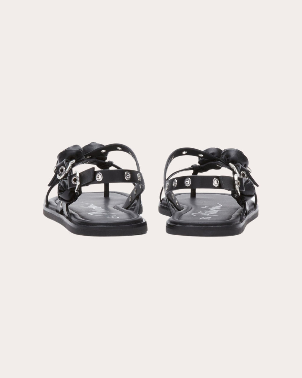 Rosette-Embellished Leather Sandal